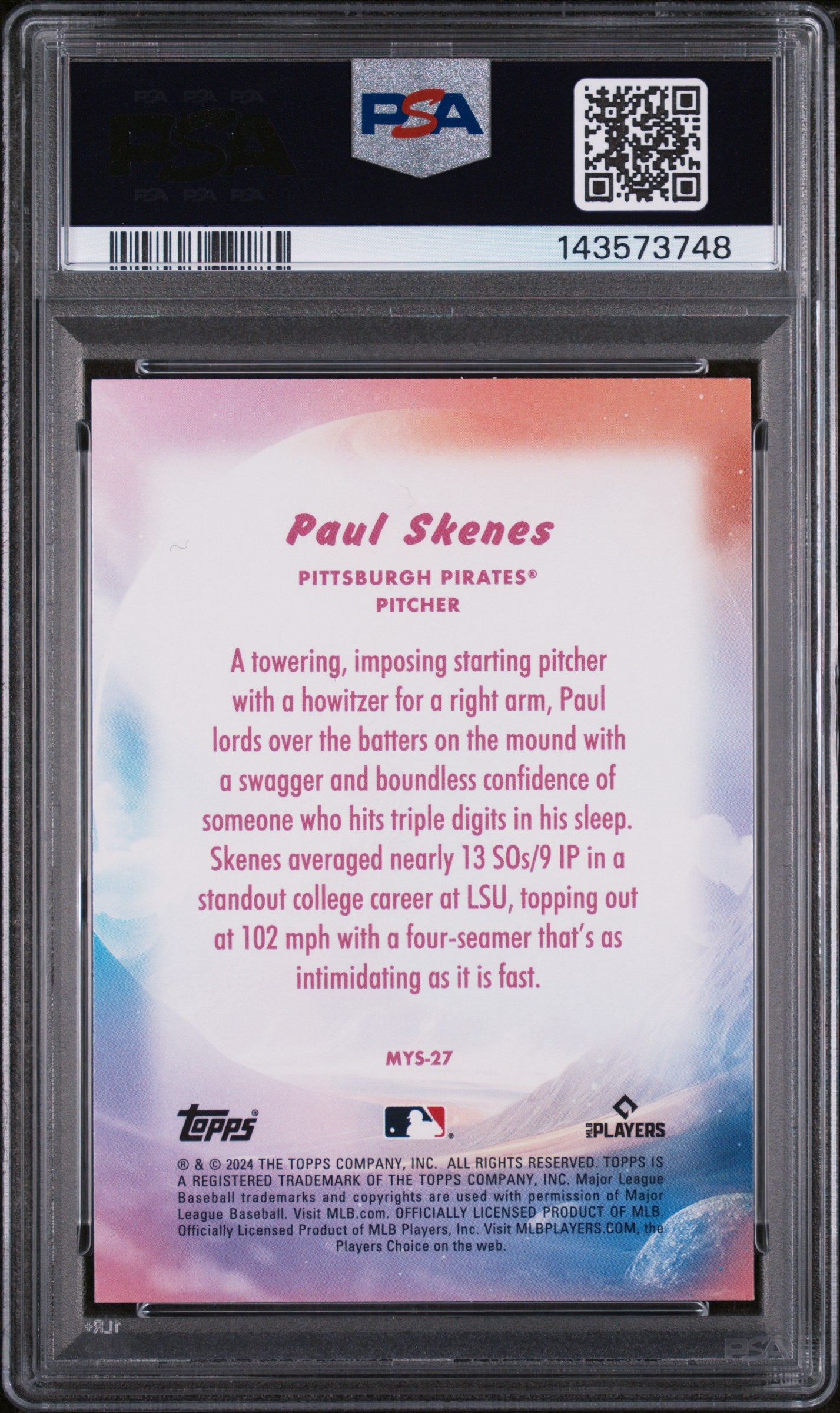 2024 Topps Update Mystical Paul Skenes #MYS27 PSA 10