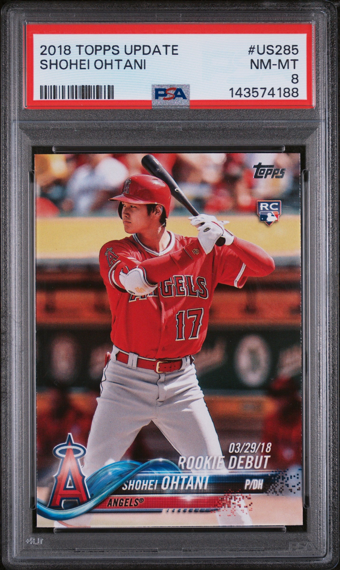 2018 Topps Update Rookie Debut Shohei Ohtani #US285 PSA 8