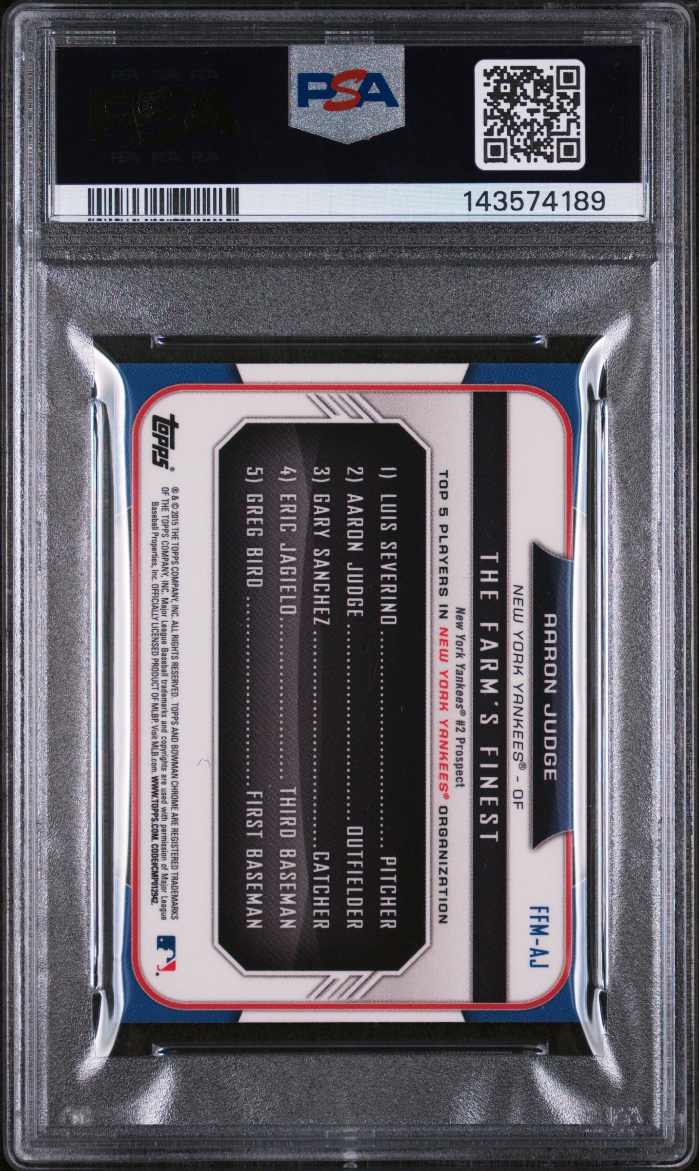 2015 Bowman Chrome Farm's Finest Mini Aaron Judge #FFMAJ PSA 9