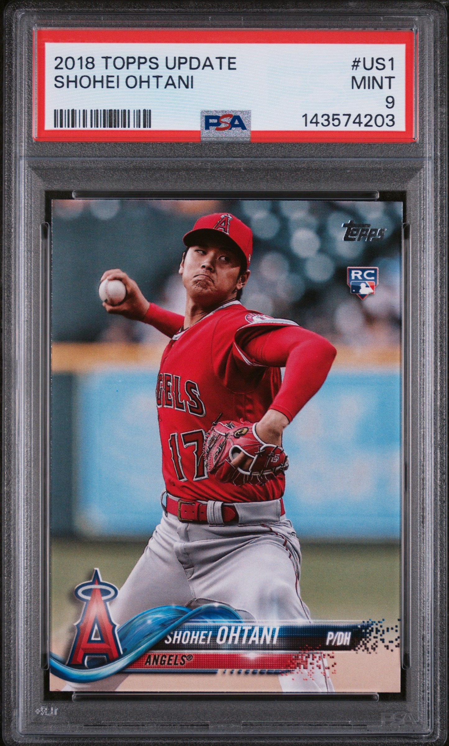 2018 Topps Update Pitching In Red Jersey Shohei Ohtani #US1 PSA 9