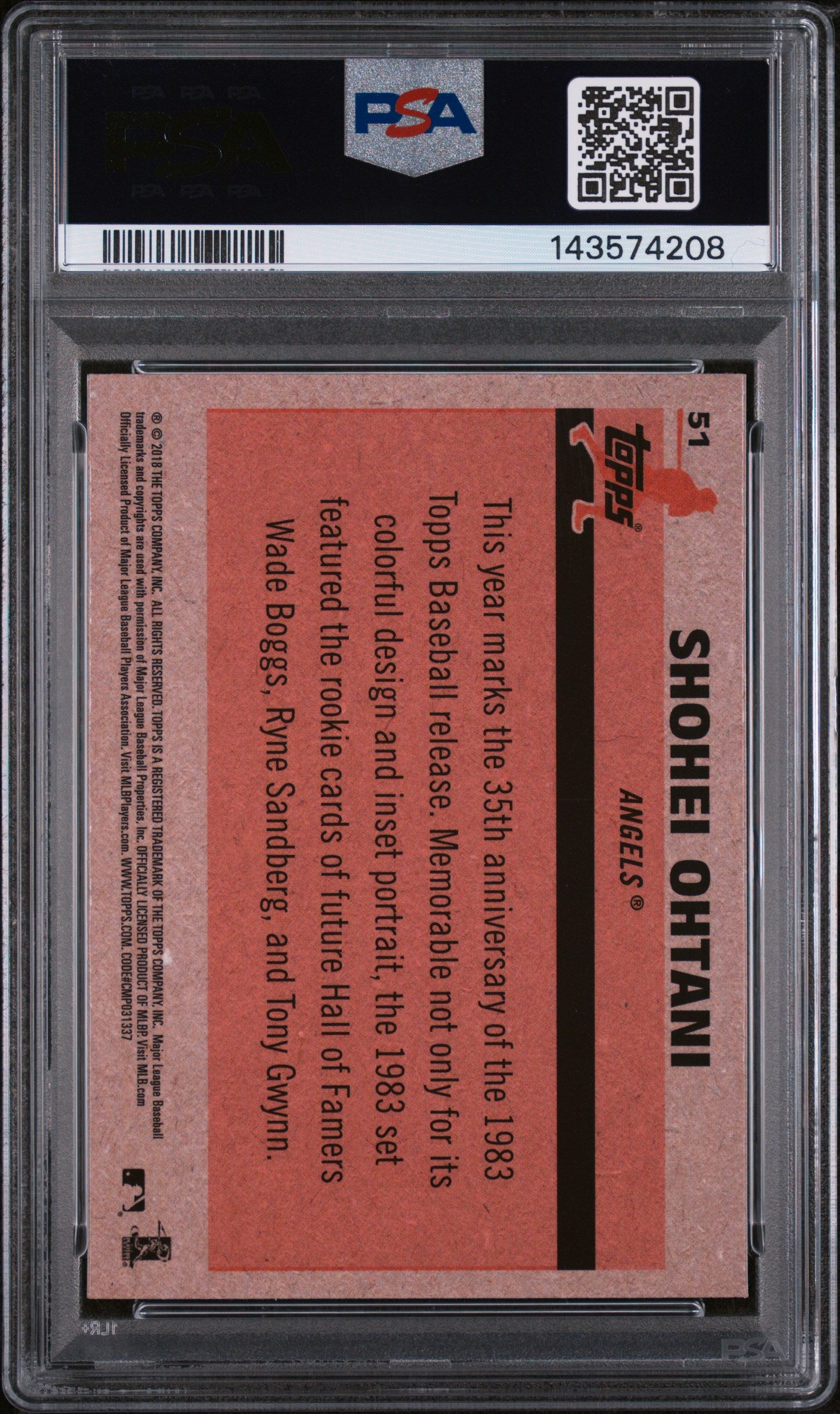 2018 Topps '83 Silver Pack Chrome Shohei Ohtani #51 PSA 8