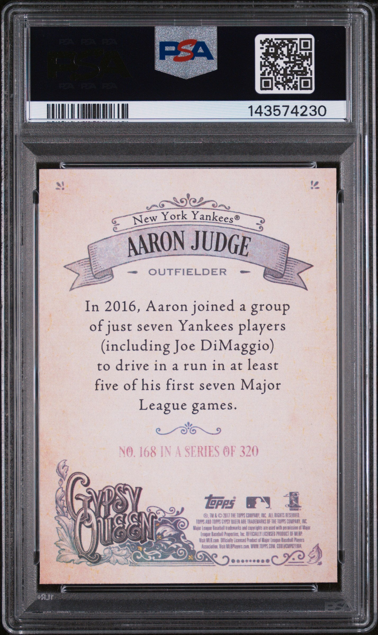 2017 Topps Gypsy Queen Green Aaron Judge #168A PSA 9