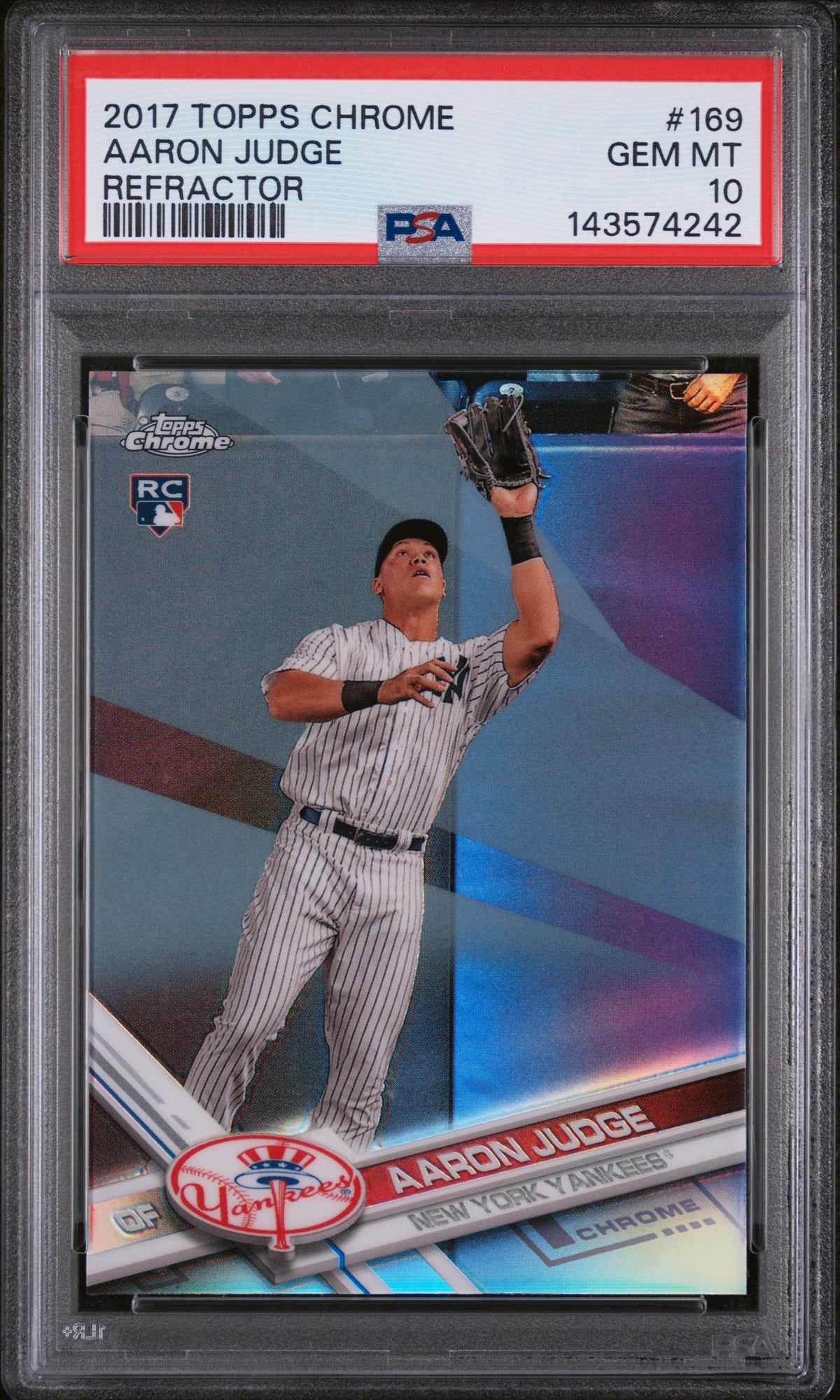 2017 Topps Chrome Catching Refractor Aaron Judge #169 PSA 10