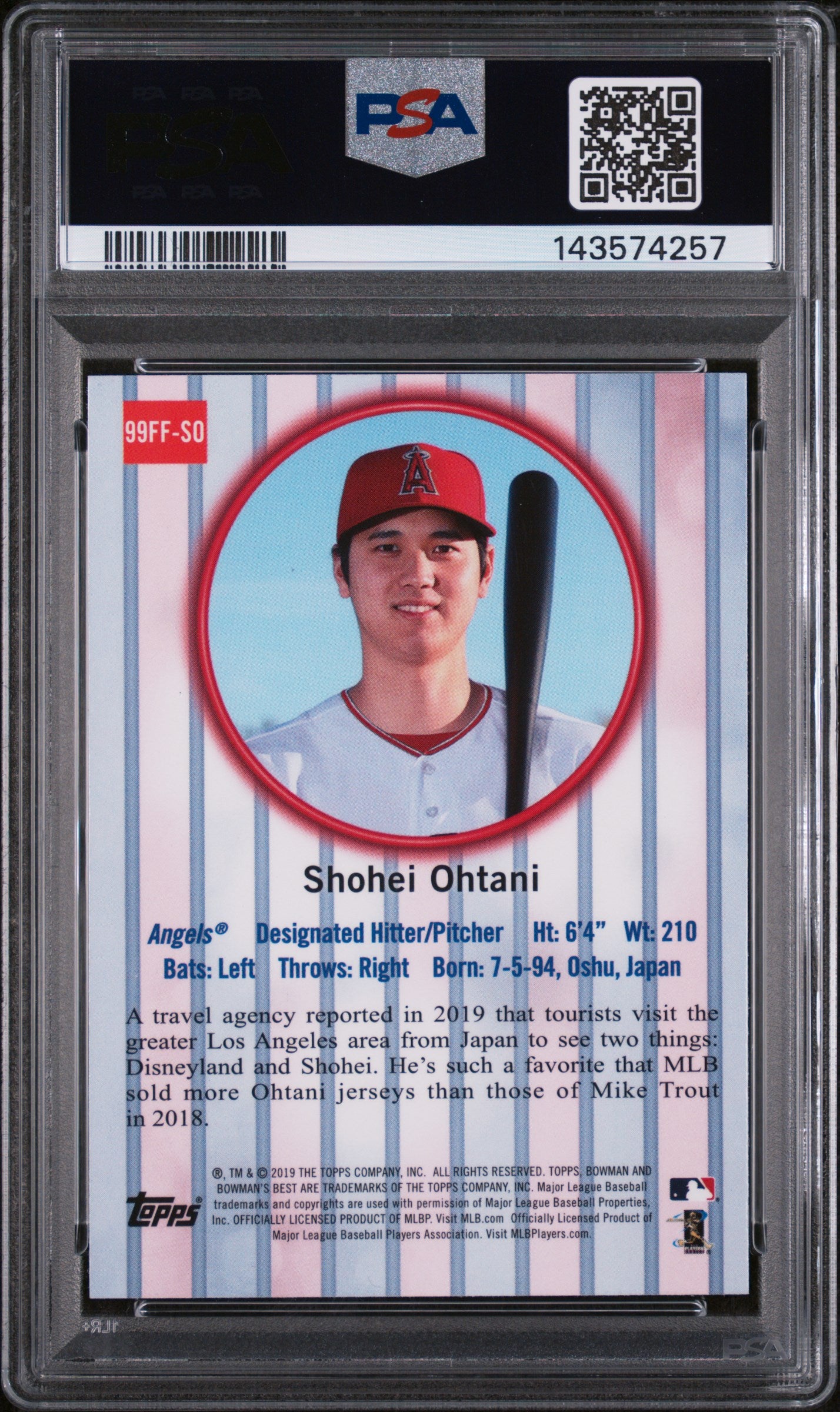 2019 Bowman's Best 1999 Franchise Favorites Shohei Ohtani #99FFSO PSA 10