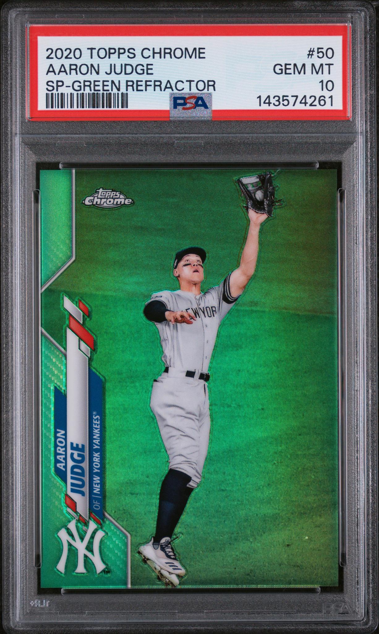 2020 Topps Chrome Photo Variation Green Refractor Aaron Judge #50 /99 PSA 10 143574261