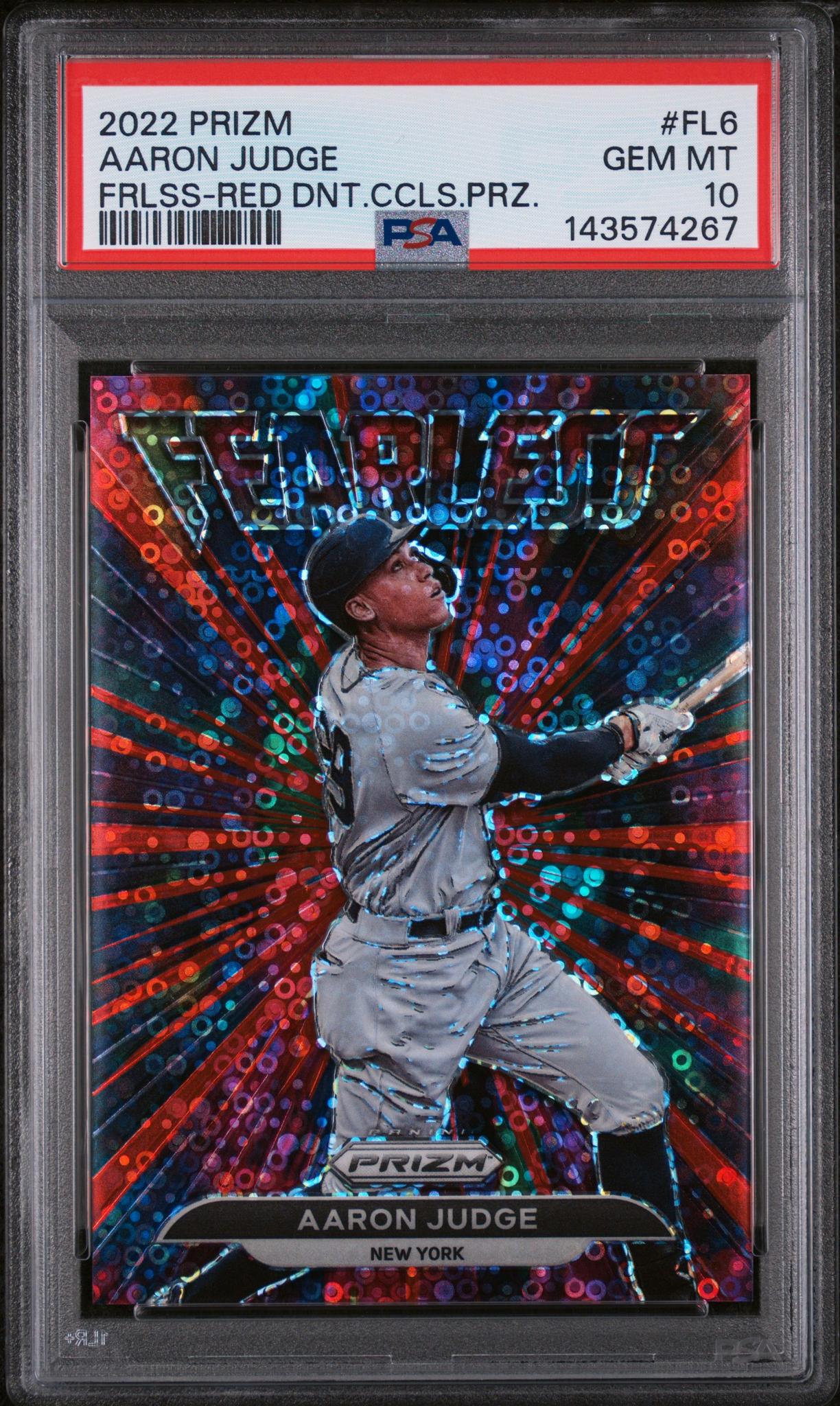 2022 Panini Prizm Fearless Red Donut Circles Prizm Aaron Judge #FL6 /99 PSA 10