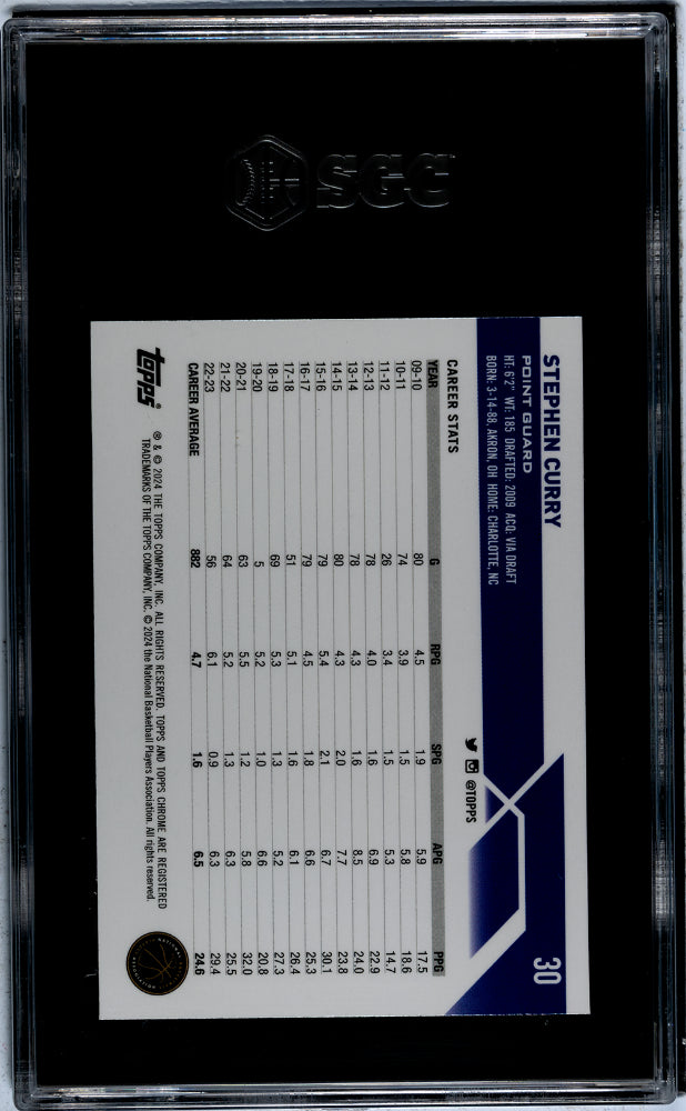 2023-24 Topps Chrome #30 Stephen Curry SGC 9.5