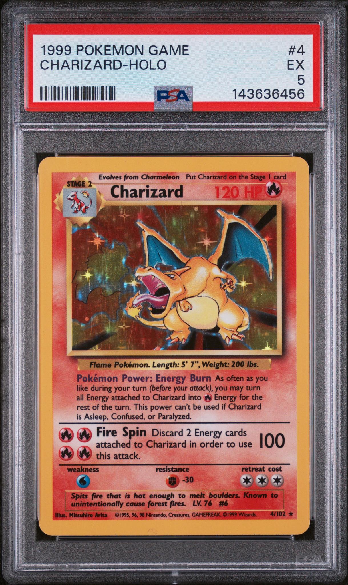 1999 Pokemon Base Set Holo Charizard #4 PSA 5