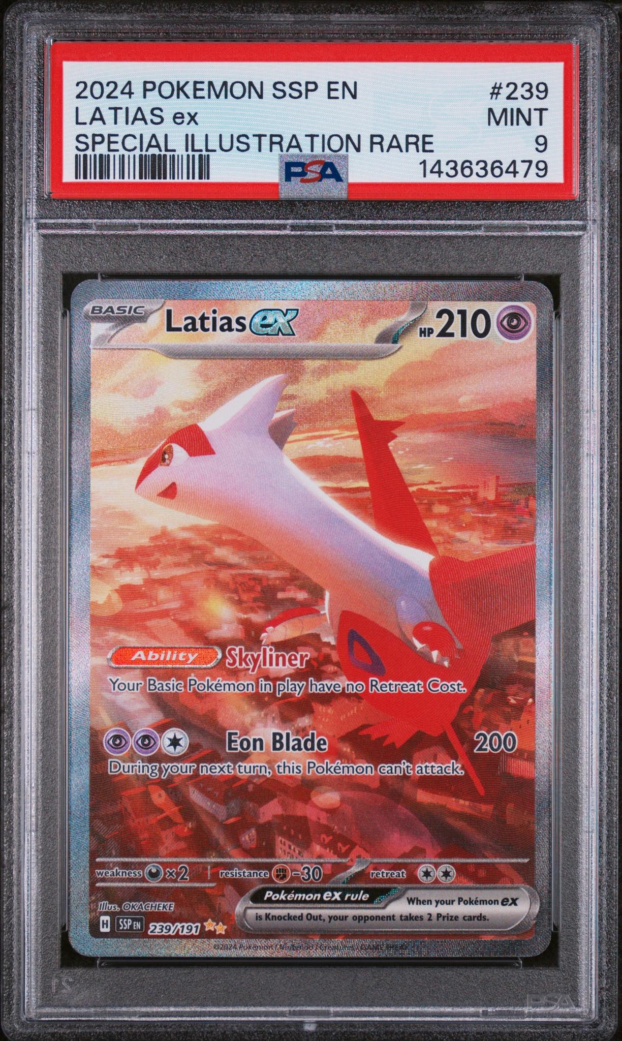 2024 Pokemon Scarlet and Violet Surging Sparks Special Illustration Rare Latias Ex #239 PSA 9