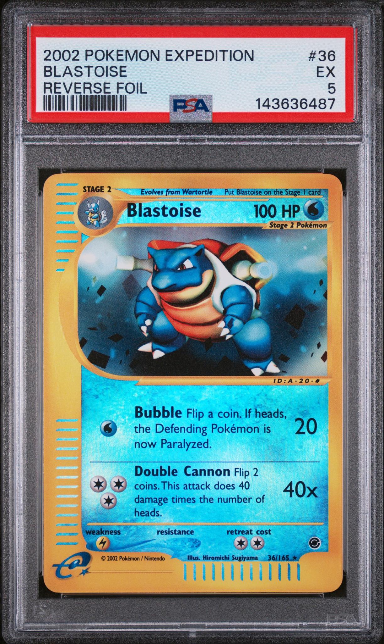 2002 Pokemon Expedition Reverse Holo Blastoise #36 PSA 5