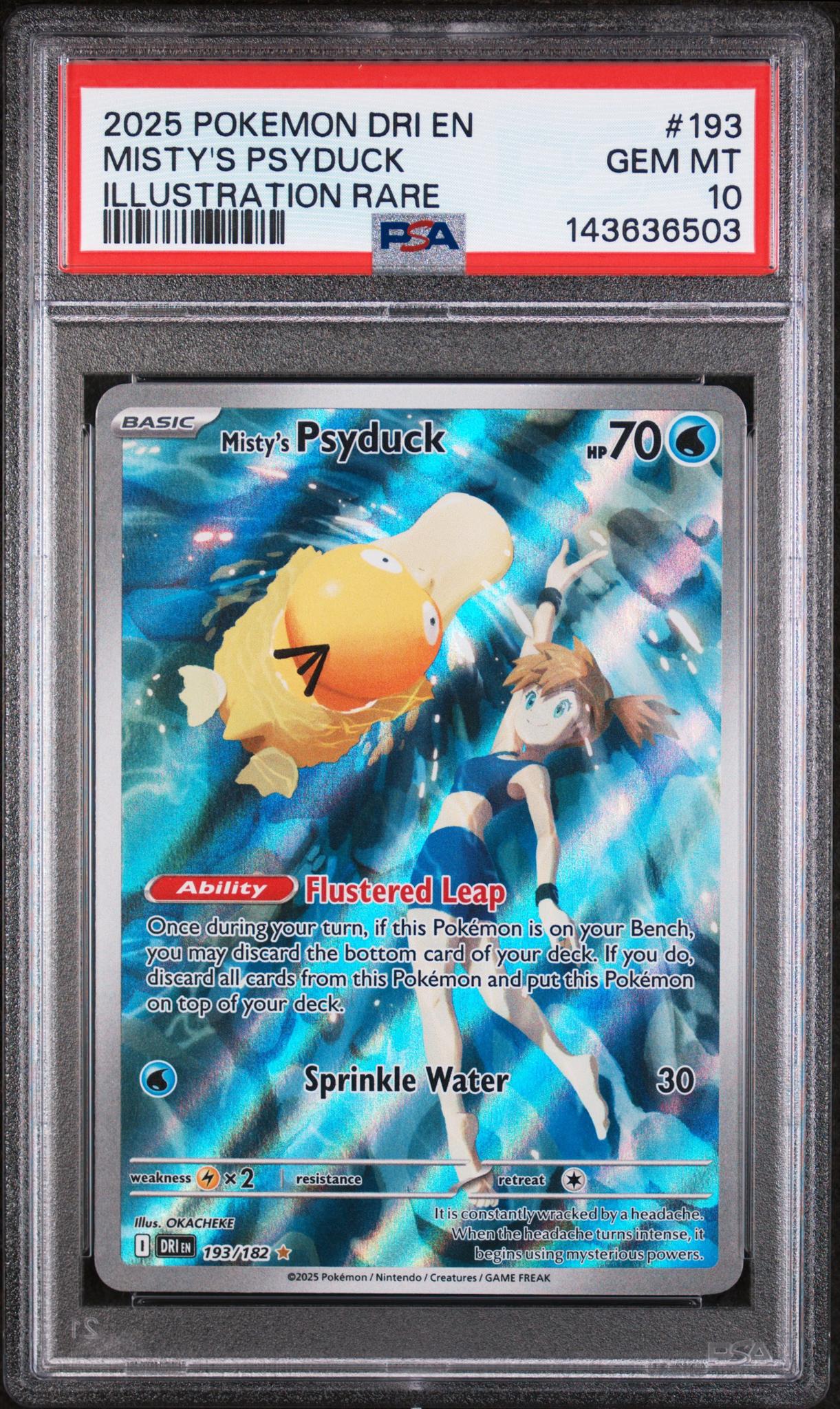 2025 Pokemon Scarlet and Violet Destined Rivals Illustration Rare Misty's Psyduck #193 PSA 10