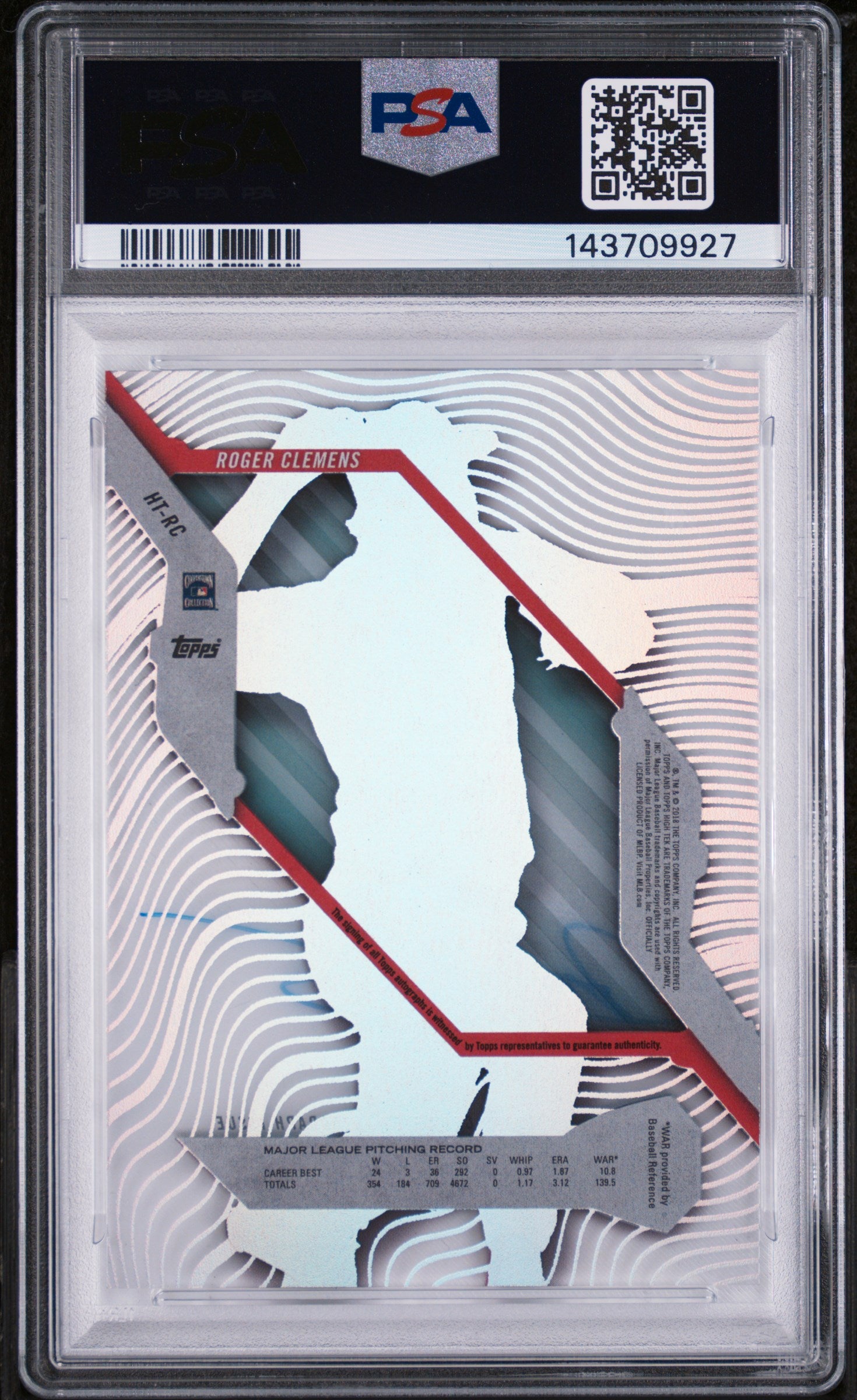 2018 Topps High Tek Autograph Roger Clemens #HT-RC PSA 9