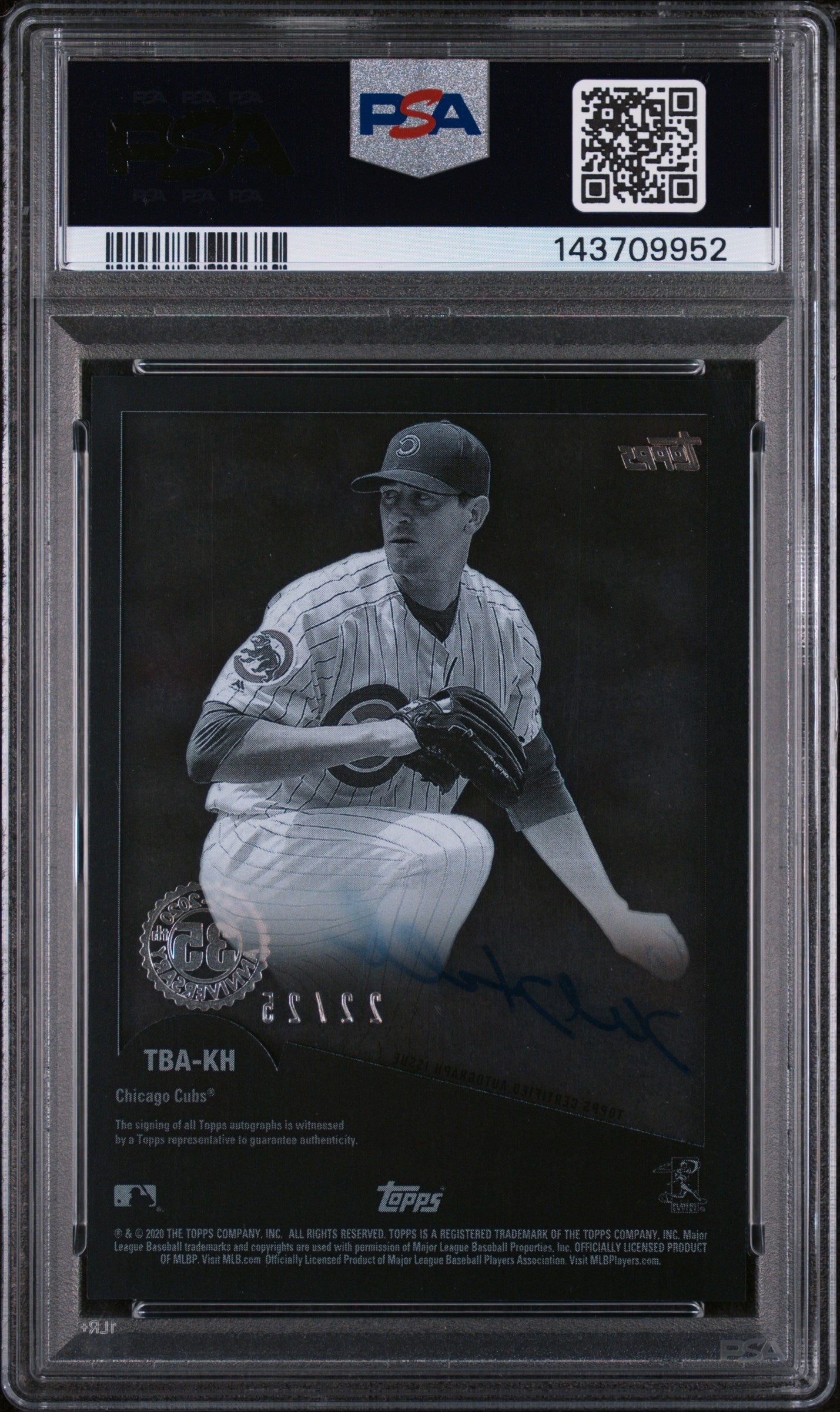 2021 Topps Clearly Authentic 1986 Topps Baseball Autographs '86 Topps B.B.Auto-Blue Kyle Hendricks #KH /25 PSA 8