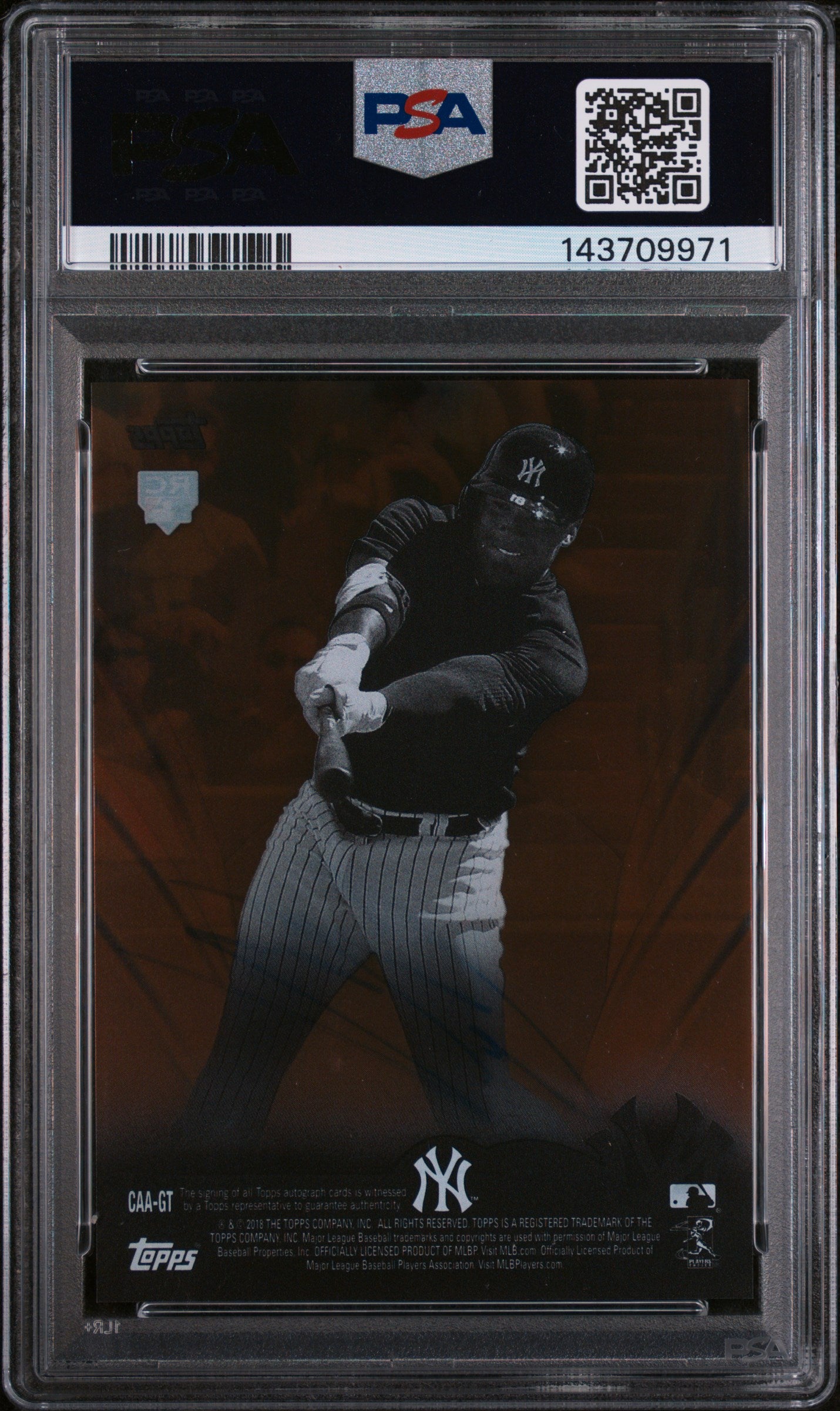 2018 Topps Clearly Authentic Autograph Orange Gleyber Torres #GT /5 PSA 8