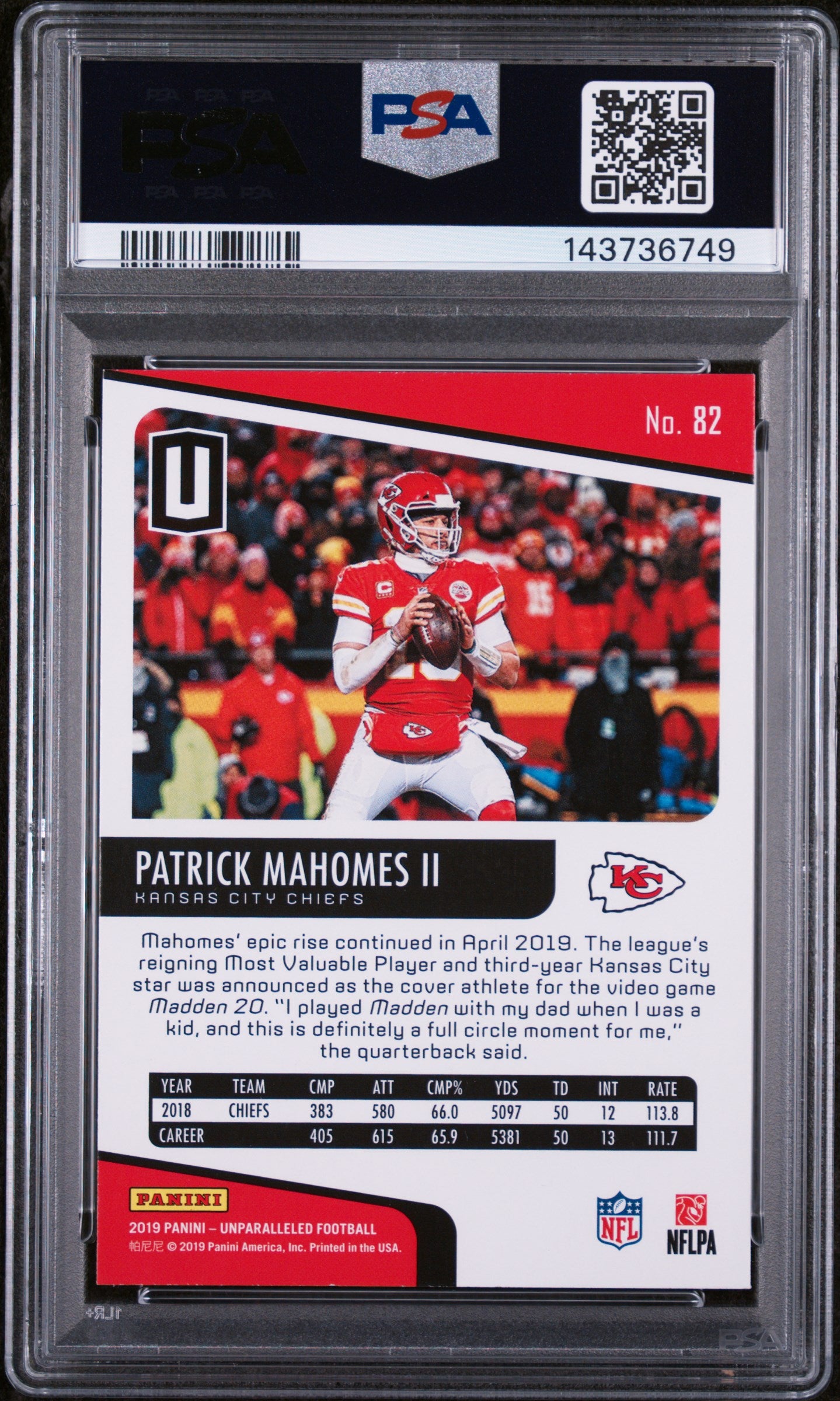 2019 Panini Unparalleled Patrick Mahomes #82 PSA 9