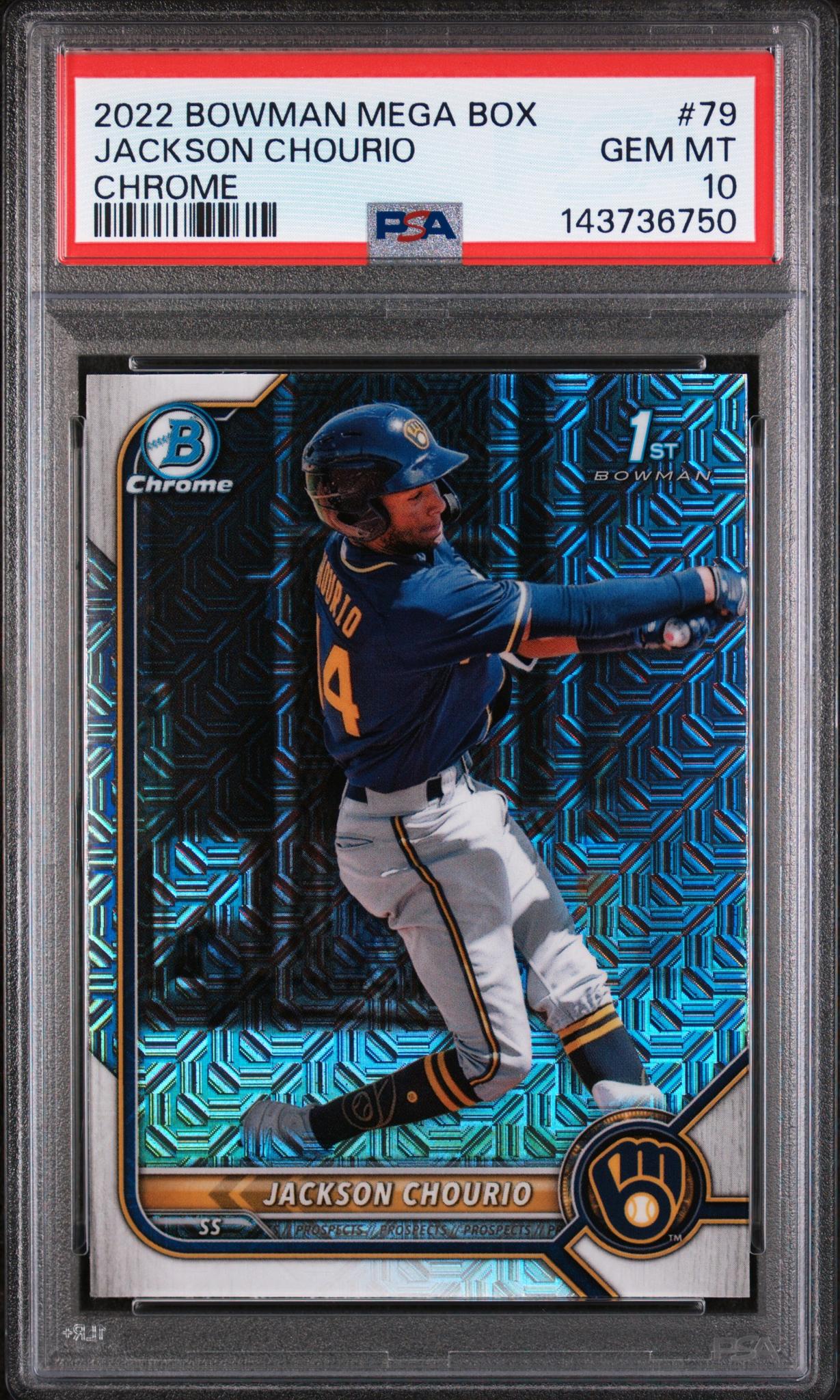 2022 Bowman Mega Box Chrome Prospect Jackson Chourio #BCP79 PSA 10
