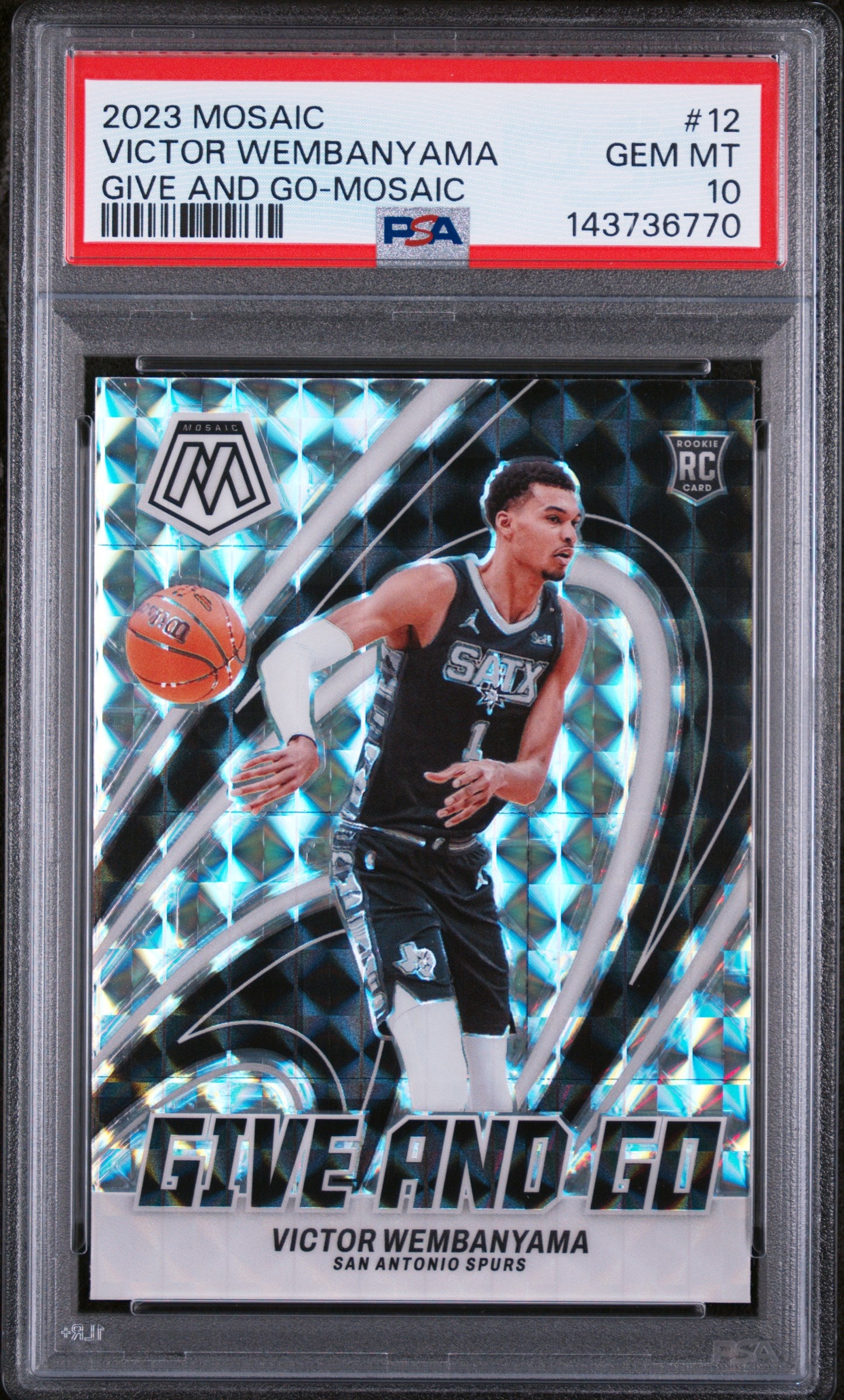 2023 Panini Mosaic Give and Go Mosaic Victor Wembanyama #12 PSA 10