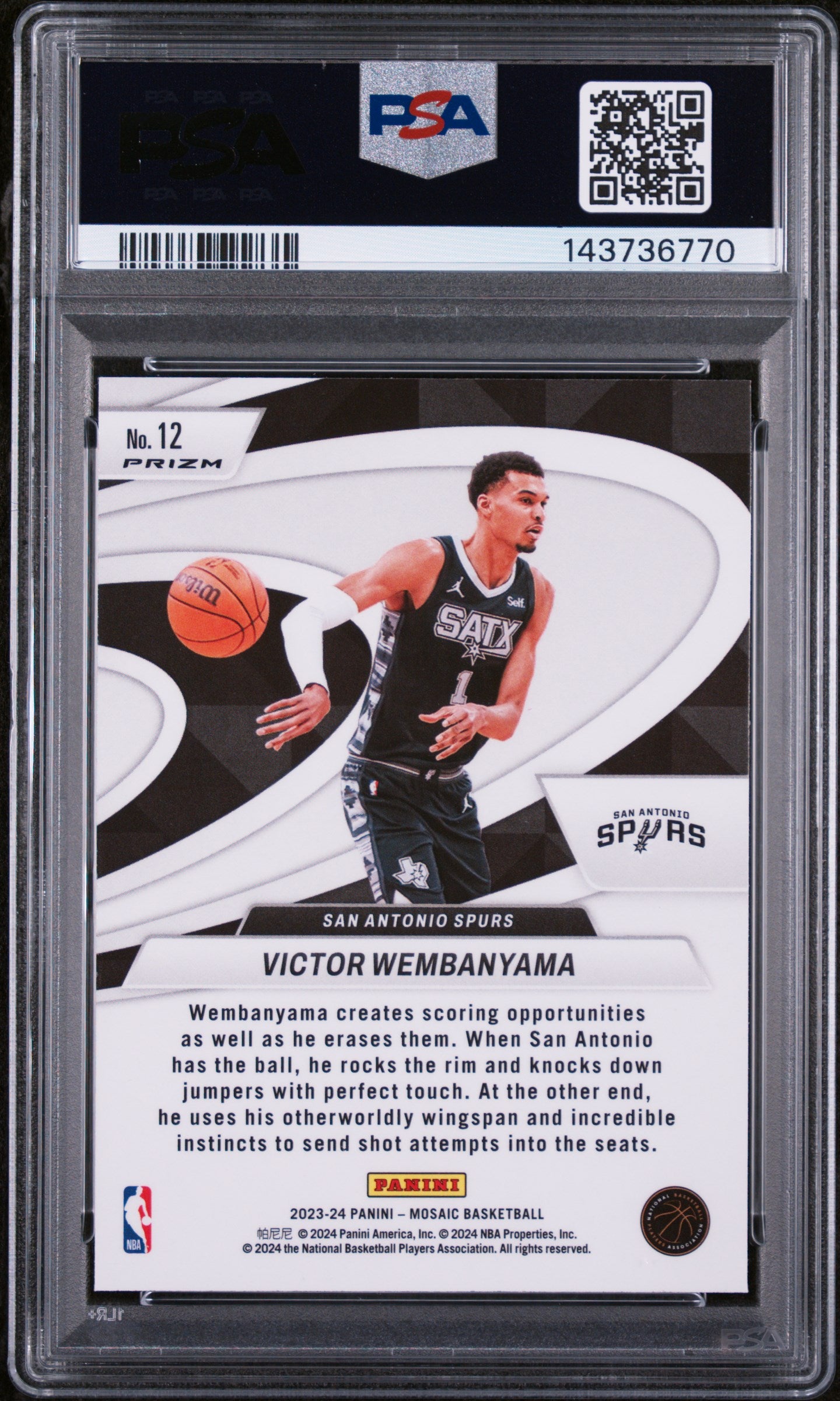 2023 Panini Mosaic Give and Go Mosaic Victor Wembanyama #12 PSA 10
