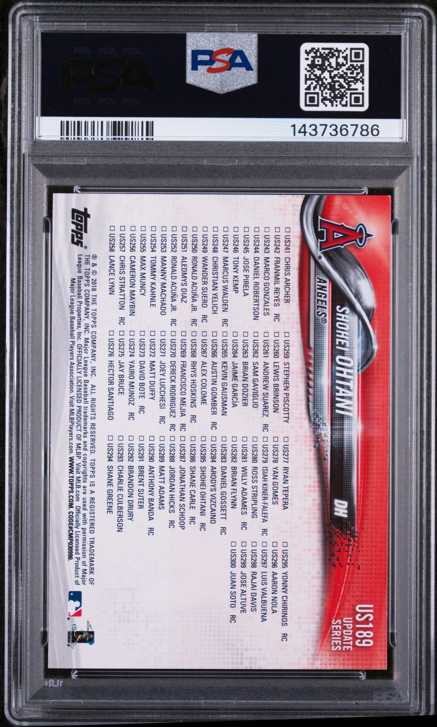 2018 Topps Update Shohei Ohtani #US189 PSA 9