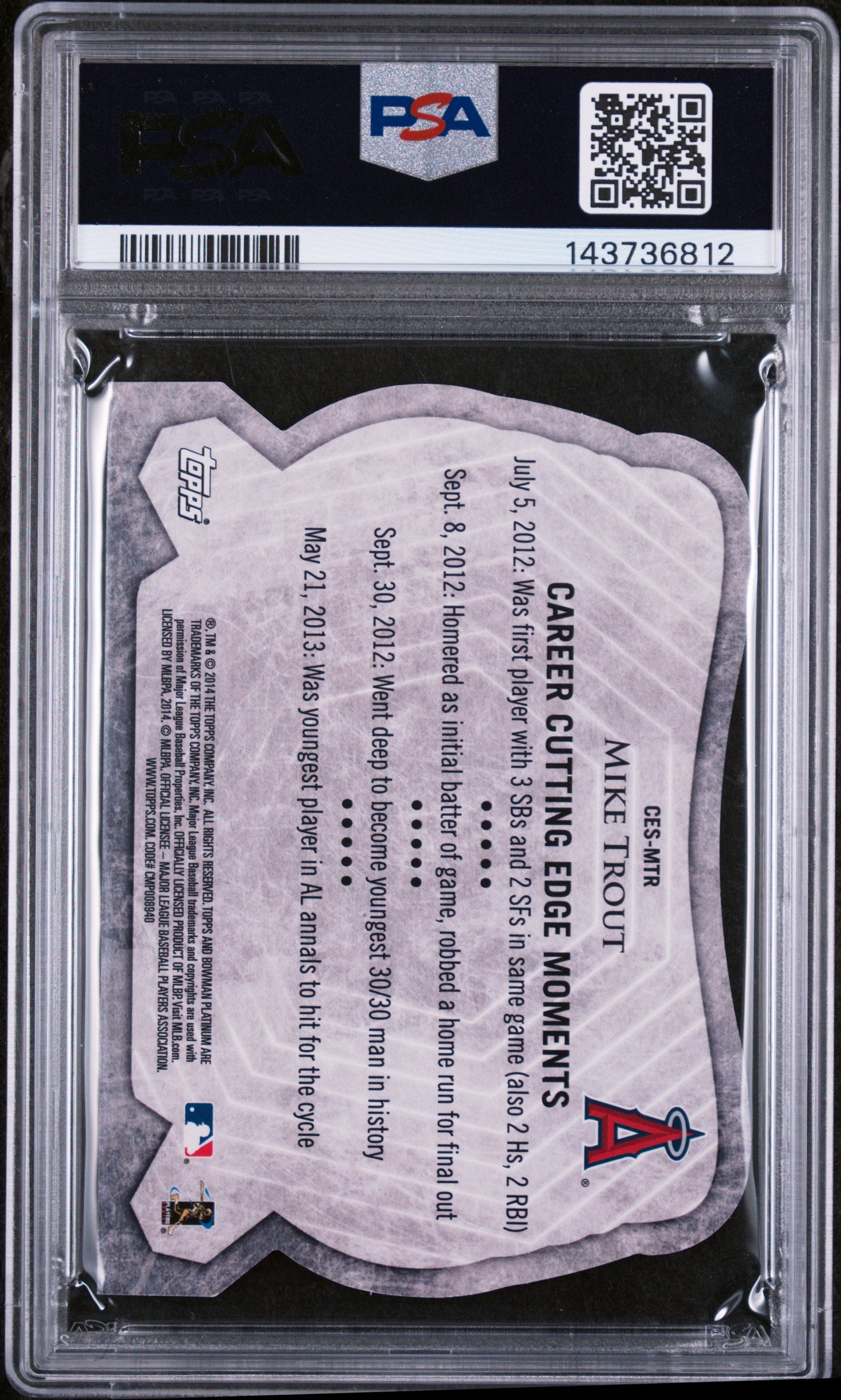 2014 Bowman Platinum Cutting Edge Stars Mike Trout #CESMTR PSA 9