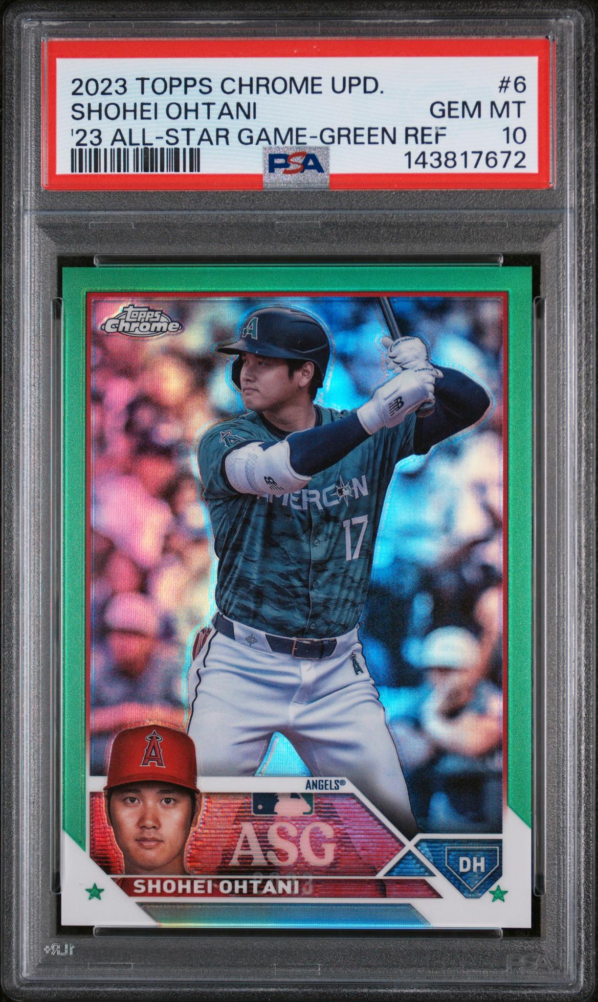 2023 Topps Chrome Update 2023 All-Star Game Green Shohei Ohtani #6 /99 PSA 10