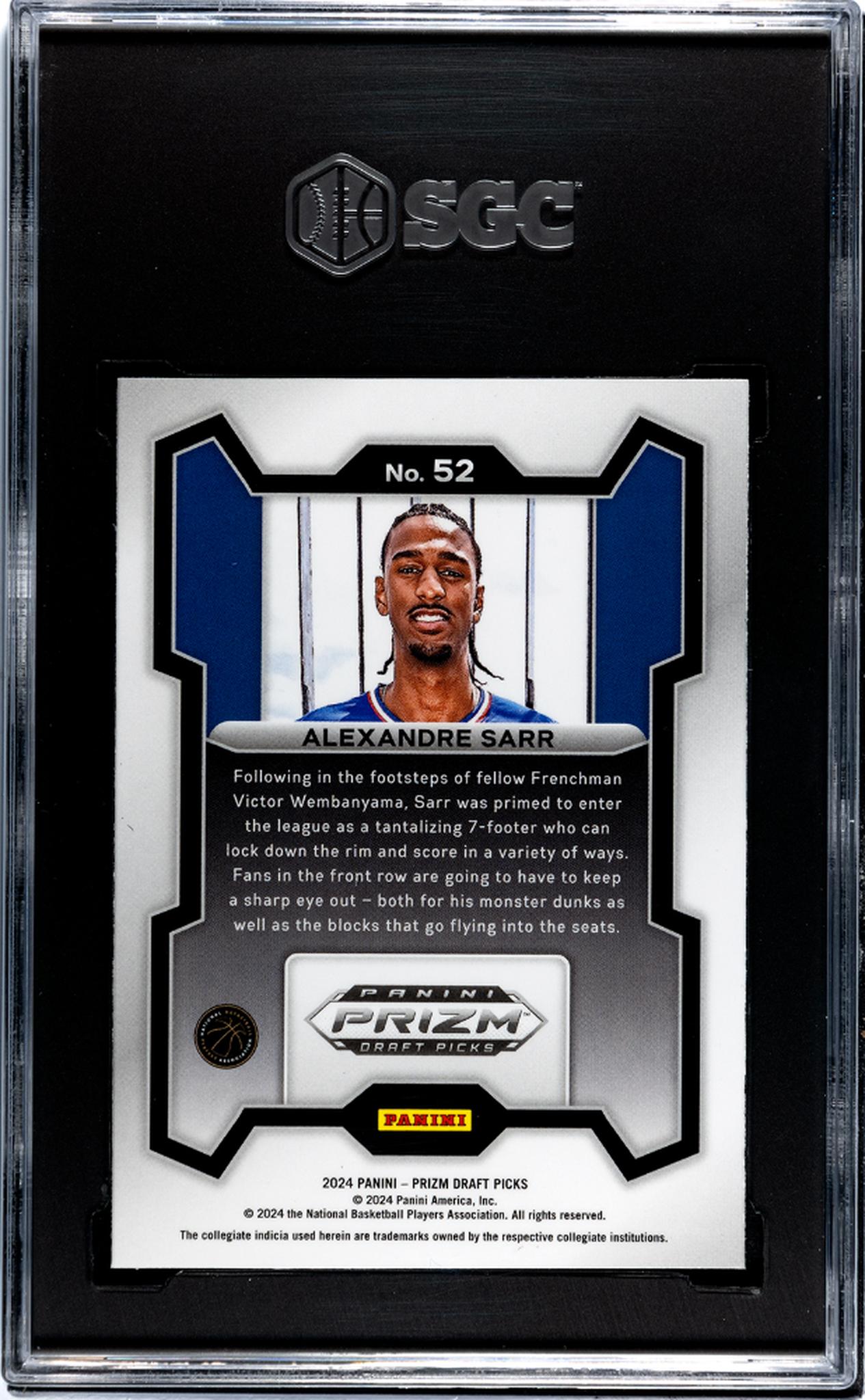 2024 Prizm #52 Alexandre Sarr Draft Picks SGC 9