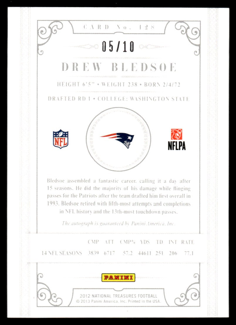 2012 National Treasures #128 Drew Bledsoe Century Legends Auto /10