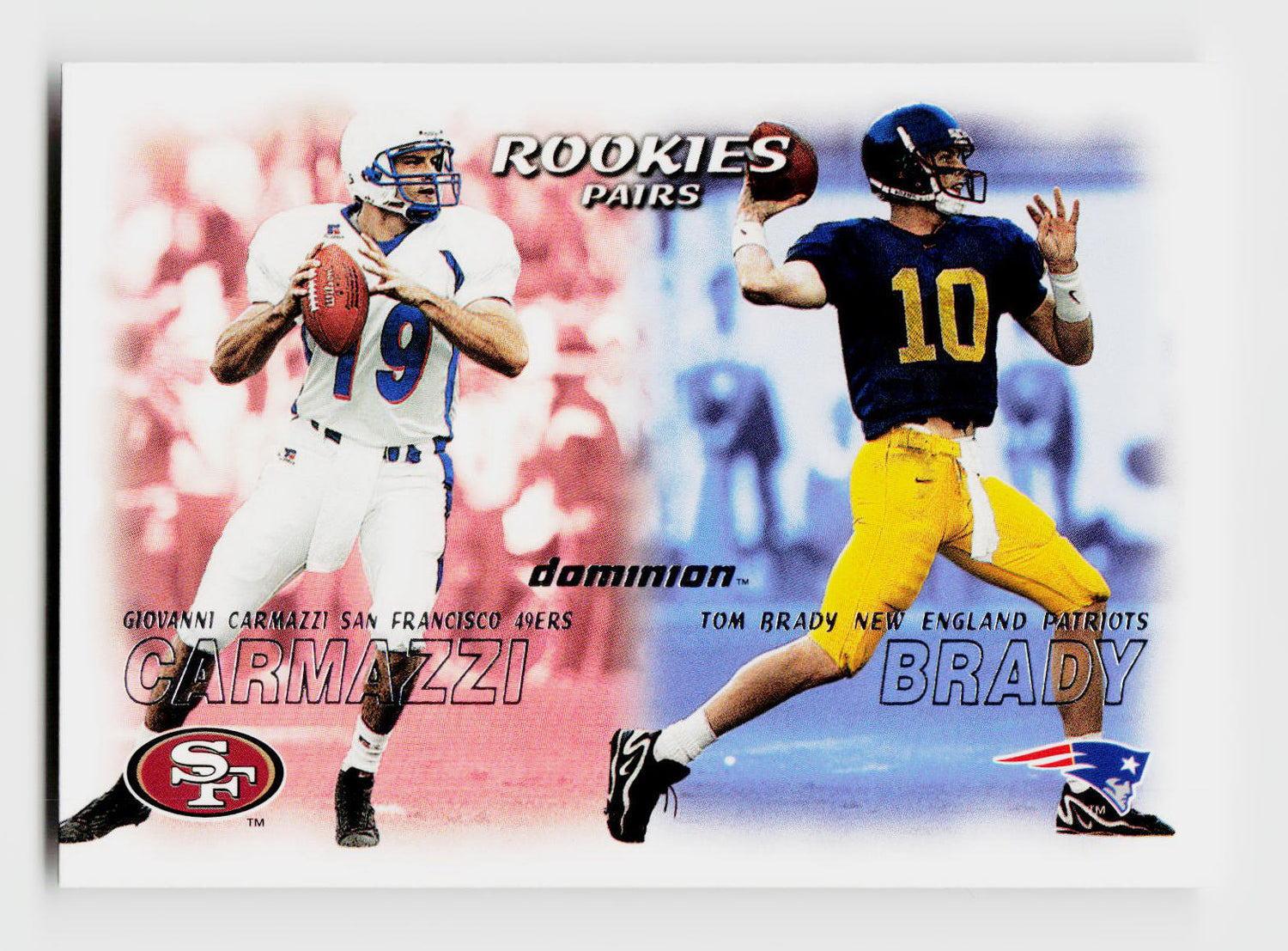 2000 SkyBox Dominion #234 Tom Brady Rookie Pairs RC Giovanni Carmazzi
