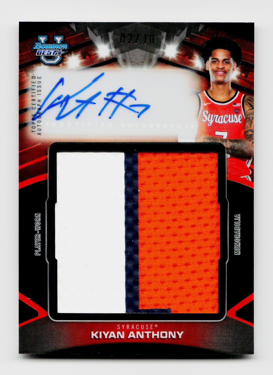 2025 Bowman U Best Kiyan Anthony Jumbo Relic Player-Worn Black Auto /10
