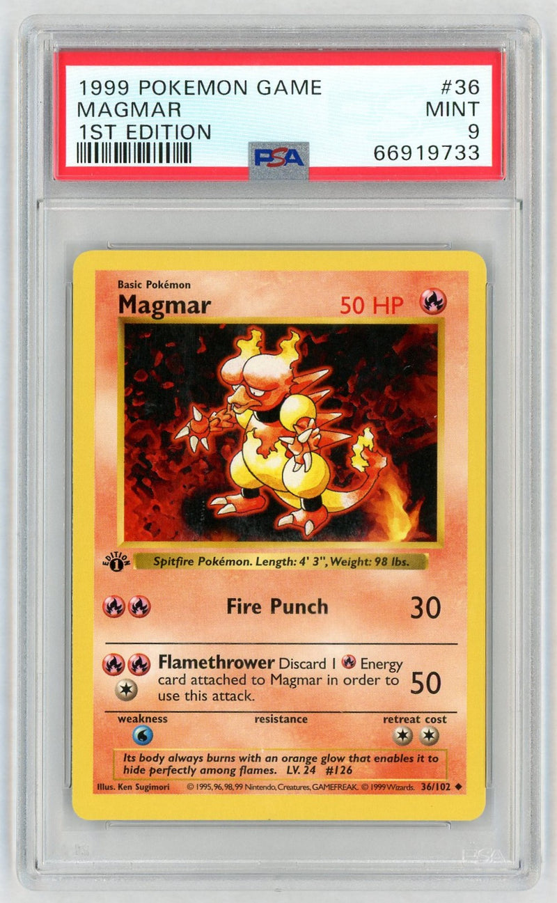 1999 Pokemon Base Set 1st Edition Magmar #36 PSA 9