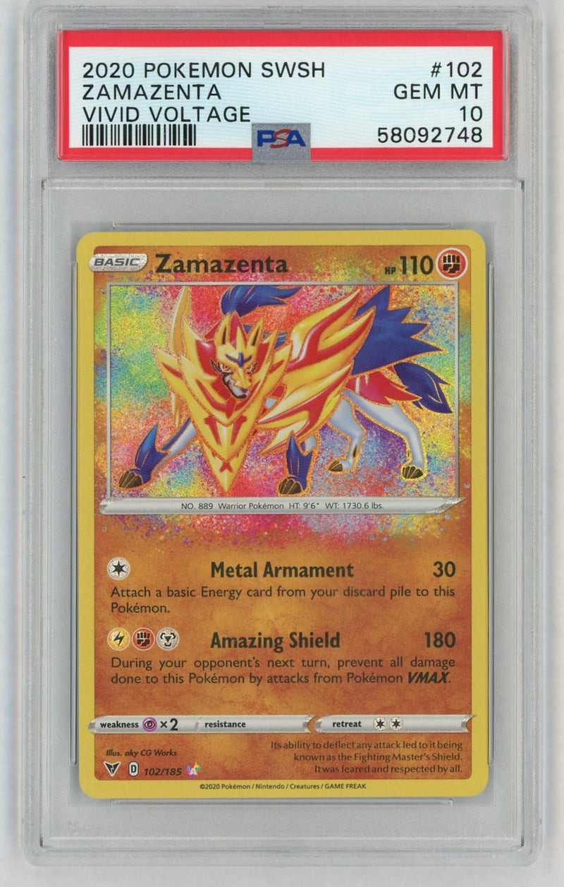 2020 Pokemon Sword and Shield Vivid Voltage Zamazenta #102 PSA 10