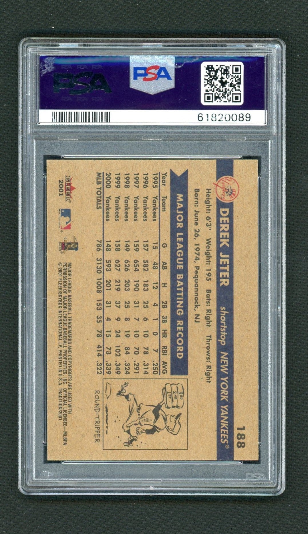 2001 Fleer Tradition Derek Jeter #188 PSA 10