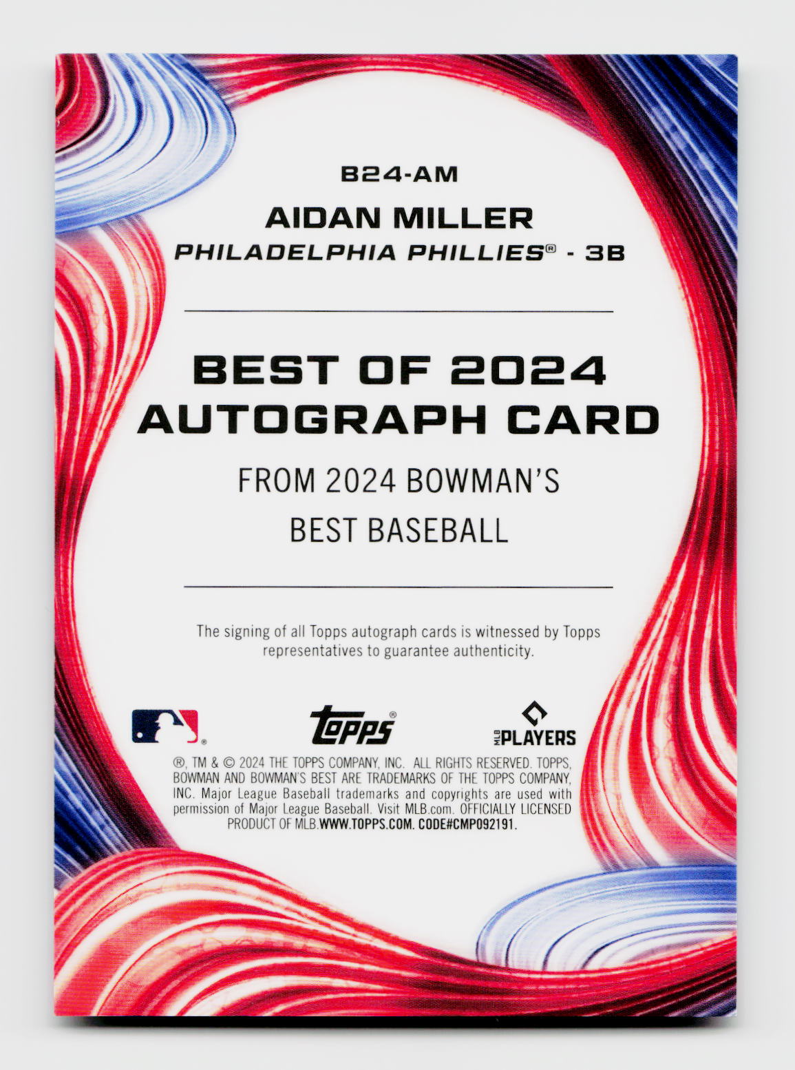 2024 Bowman Best Baseball Aidan Miller Auto /99 Green Refractor