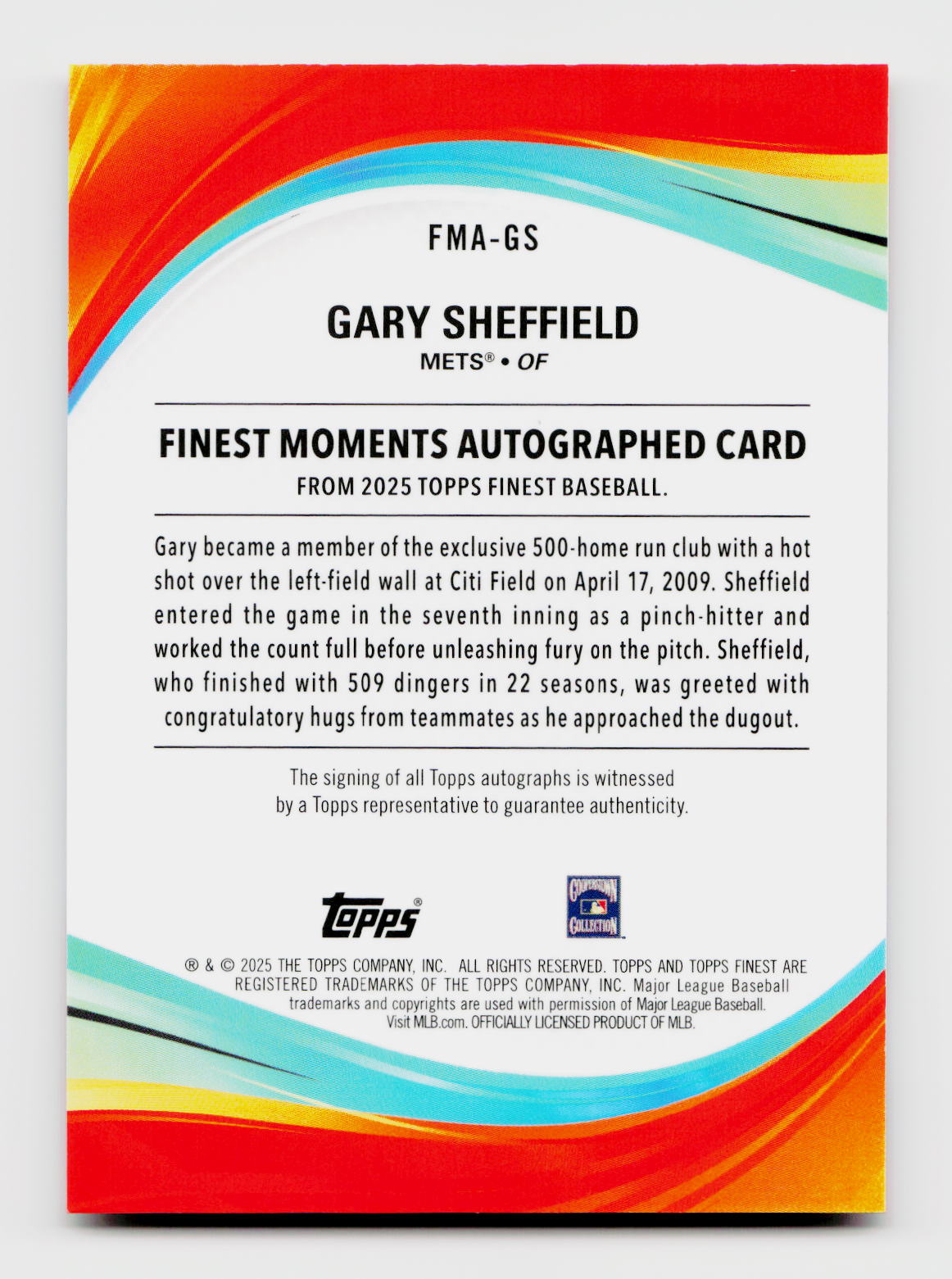 2025 Topps Finest Gary Sheffield Moments Auto