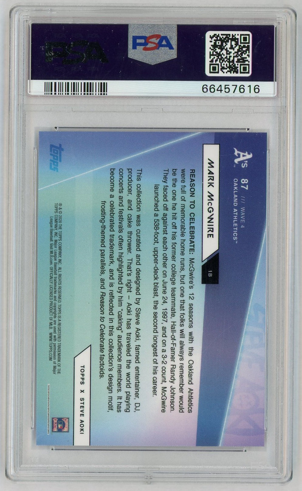 2020 Topps X Steve Aoki Mark Mcgwire #87 PSA 9