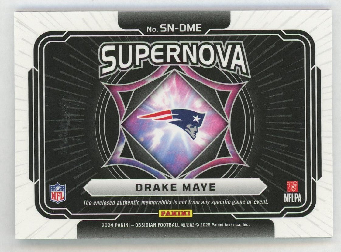 2024 Obsidian #SN-DME Drake Maye Supernova Rookie RC Patch