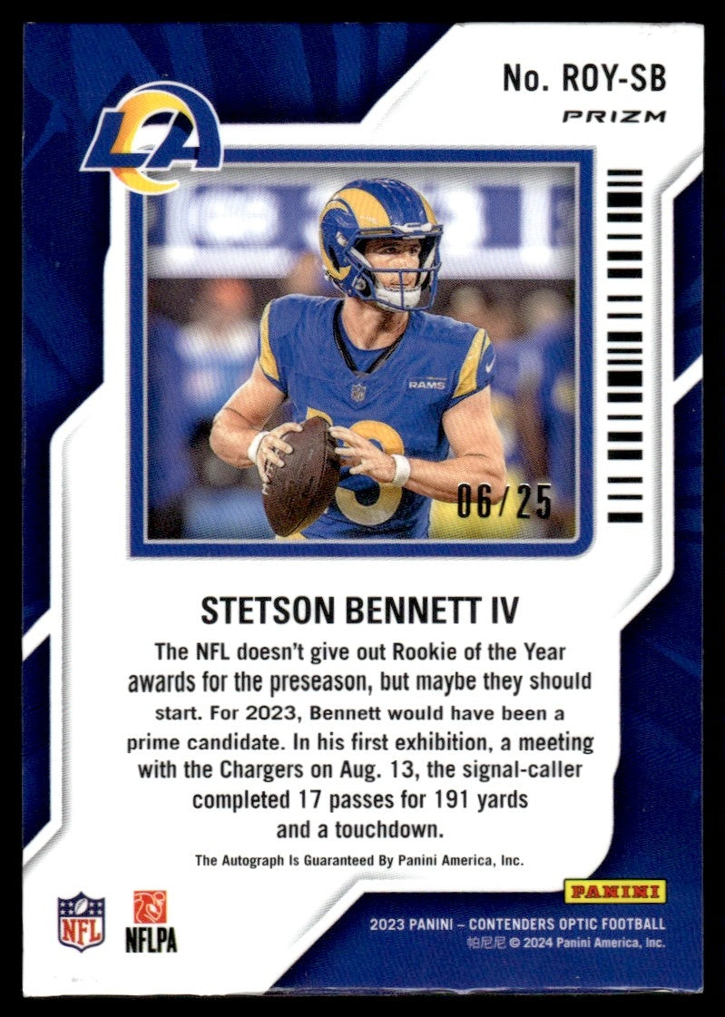 2023 Contenders Optic Stetson Bennett IV Rookie of the Year Auto RC #/25
