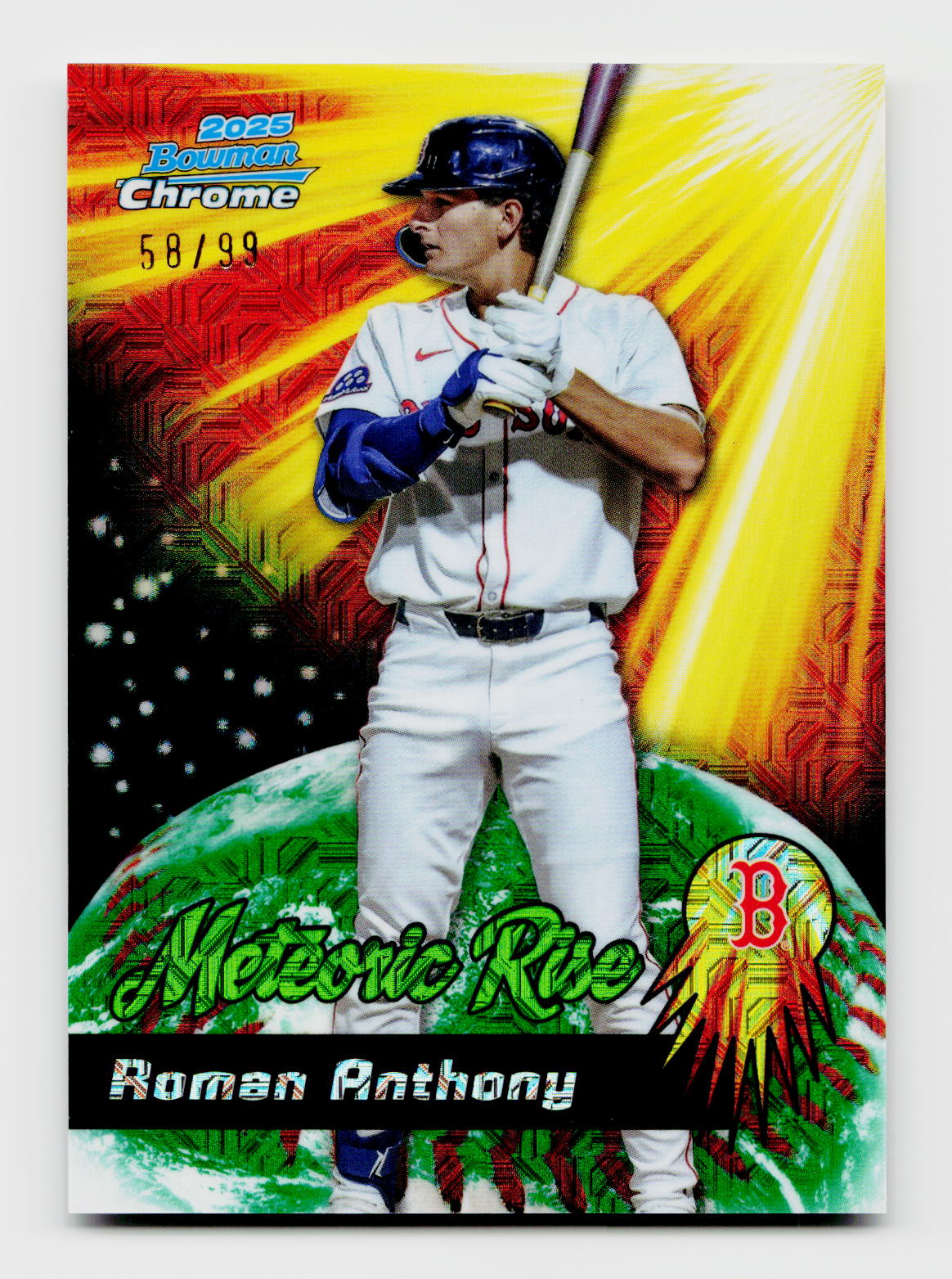 2025 Bowman Chrome #MR-26 Roman Anthony Green Mojo Meteoric Rise /99