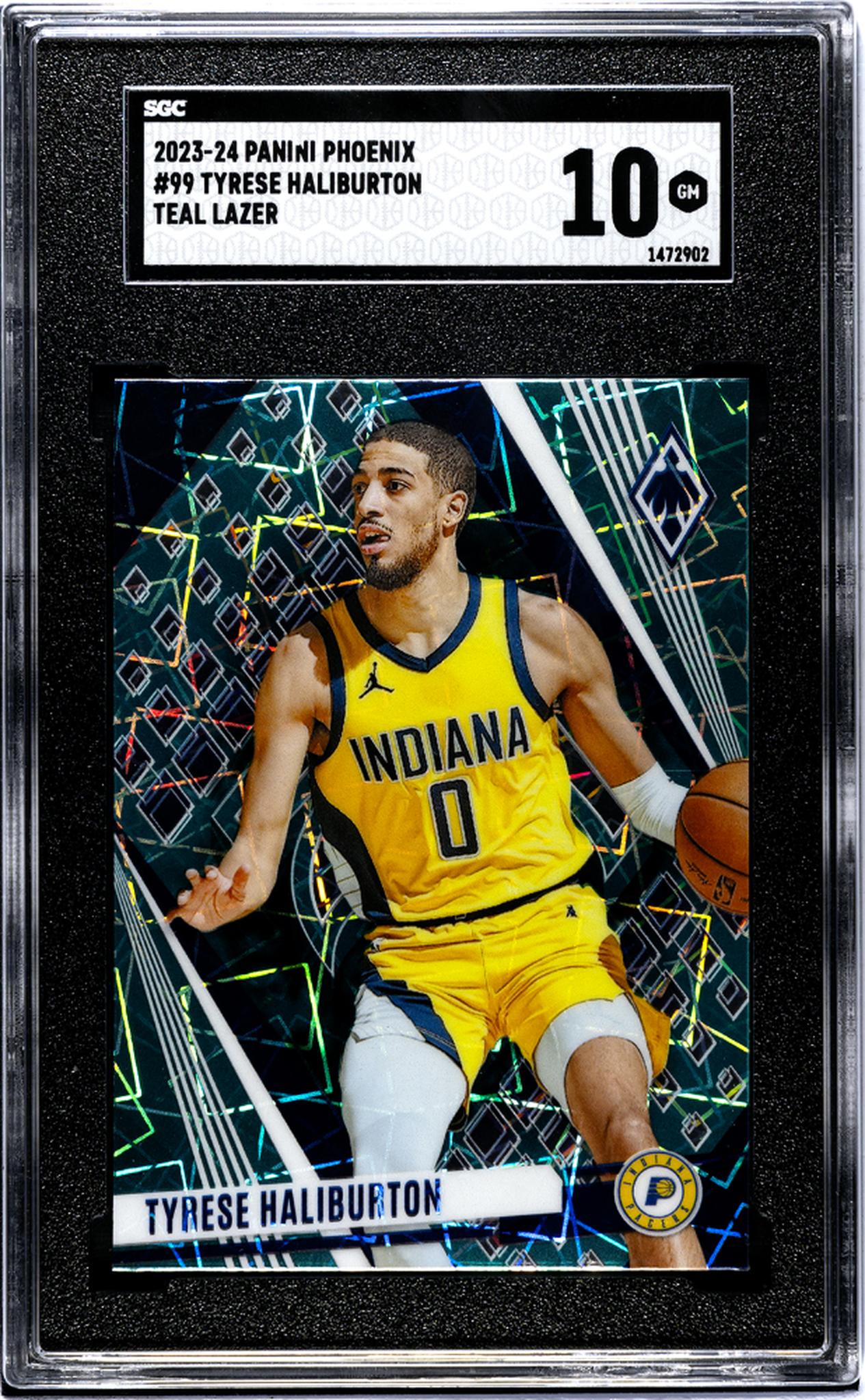 2023-24 Panini Phoenix #99 Tyrese Haliburton Teal Lazer SGC 10