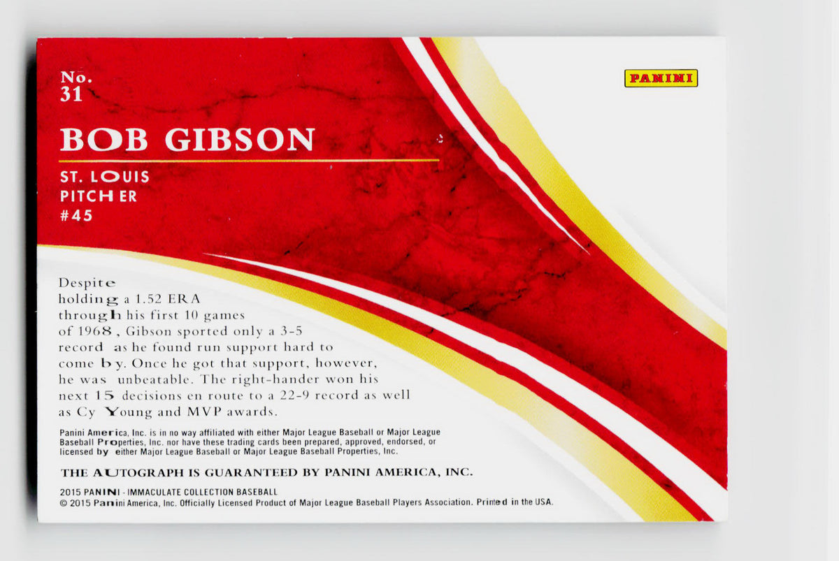 2015 Immaculate 31 Bob Gibson 04/10