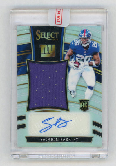 2018 Select #JM-SB Saquon Barkley Rookie RC Silver Player-Worn Patch Auto /35