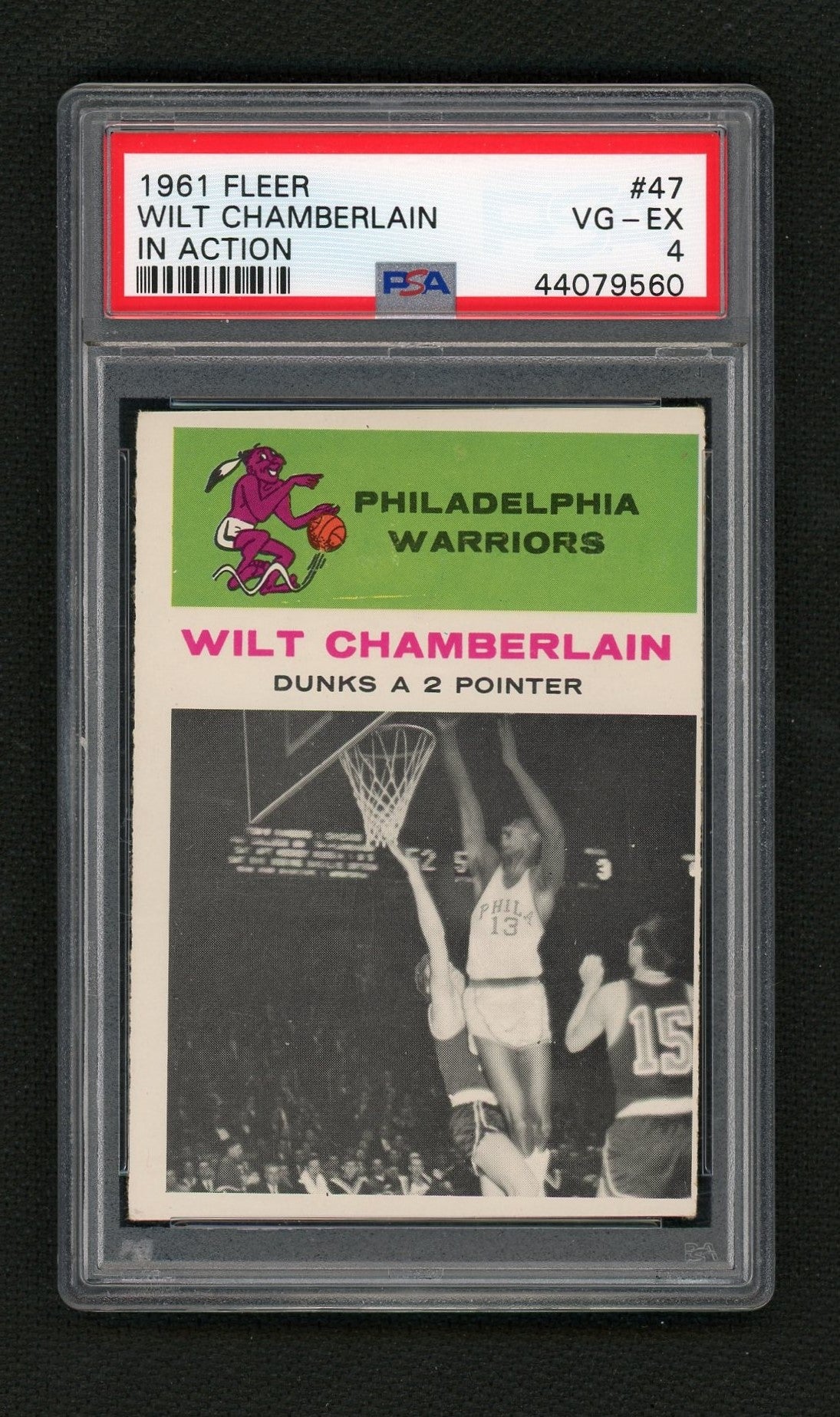 1961 Fleer Dunks A 2 Pointer Wilt Chamberlain #47 PSA 4