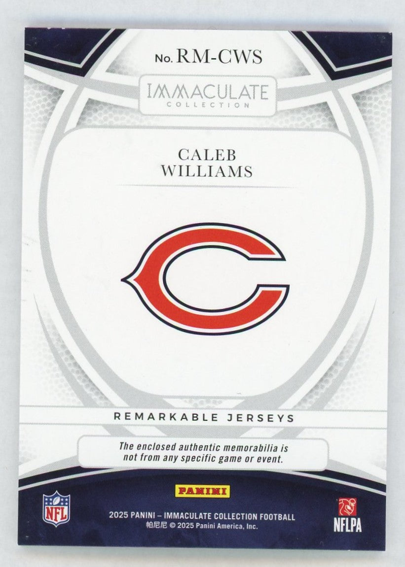 2025 Immaculate #RM-CWS Caleb Williams Remarkable Patch SSP /5