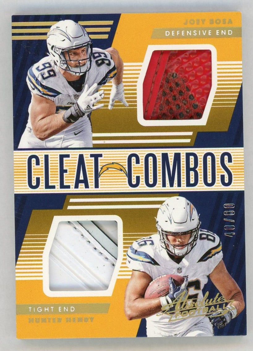 2018 Absolute #CC-JB Joey Bosa/Hunter Henry Cleat Combos Dual Player-Worn Patch /80 40/80