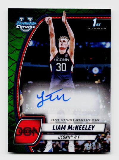 2024 Bowman Chrome University #52 Liam McNeeley 1st Rookie RC Green Reptilian Auto /75