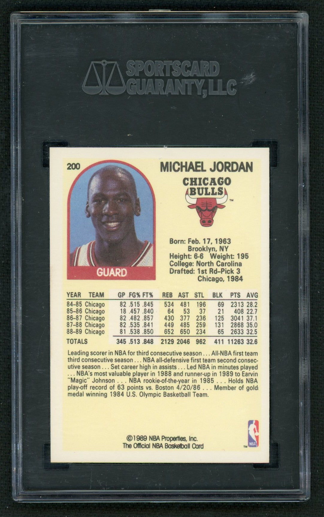 1989 NBA Hoops #200 Michael Jordan SGC 10