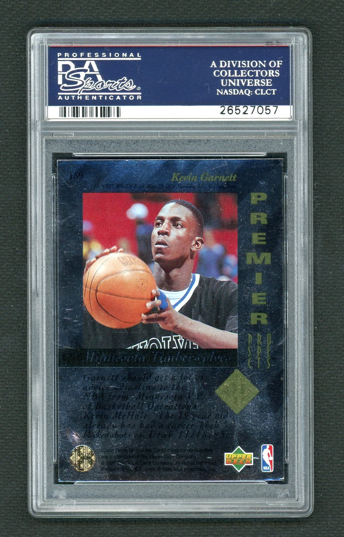 1995 Upper Deck SP Premier Prospects Kevin Garnett #159 PSA 10
