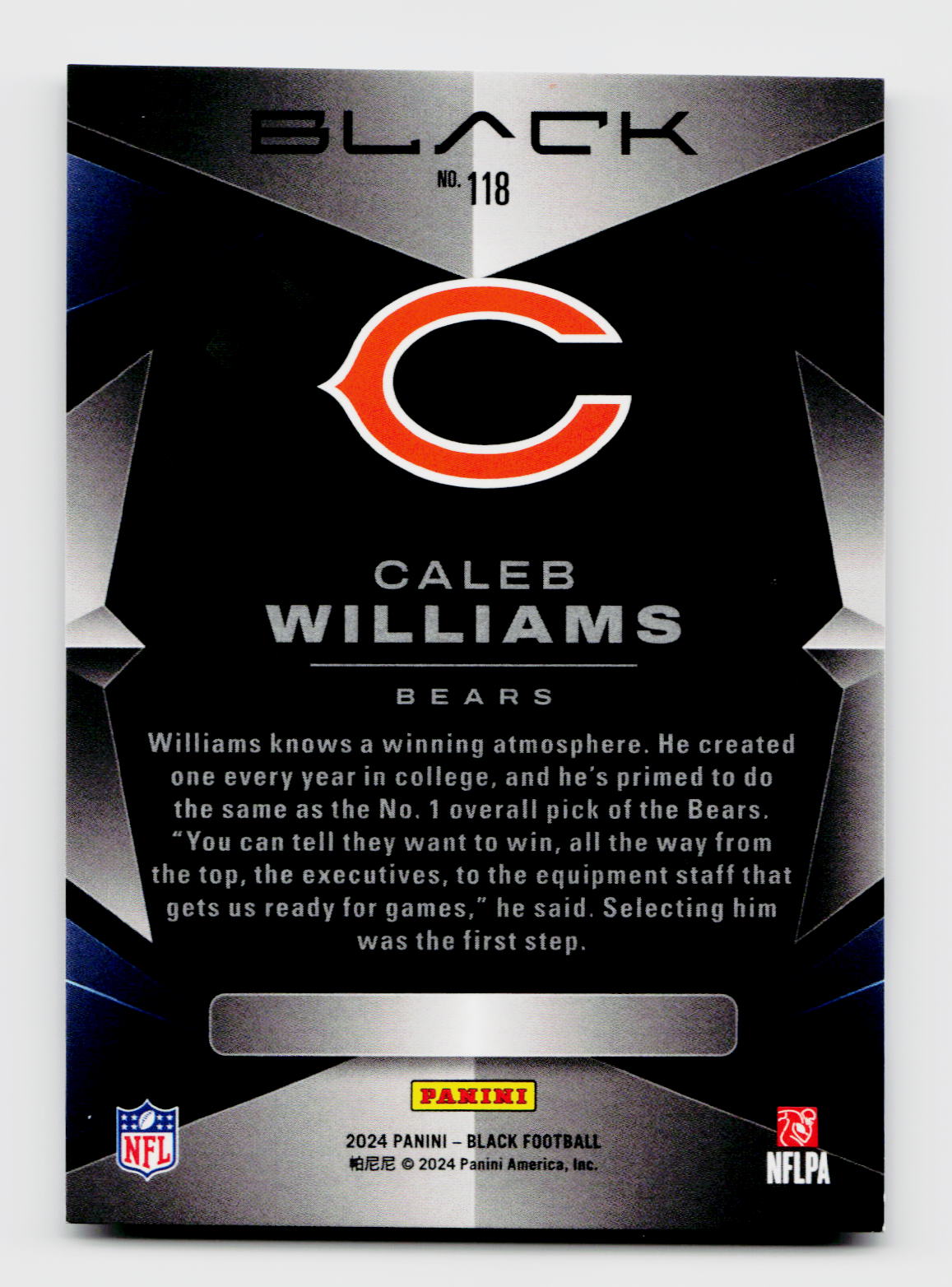 2024 Black #118 Caleb Williams Purple Rookie RC /99