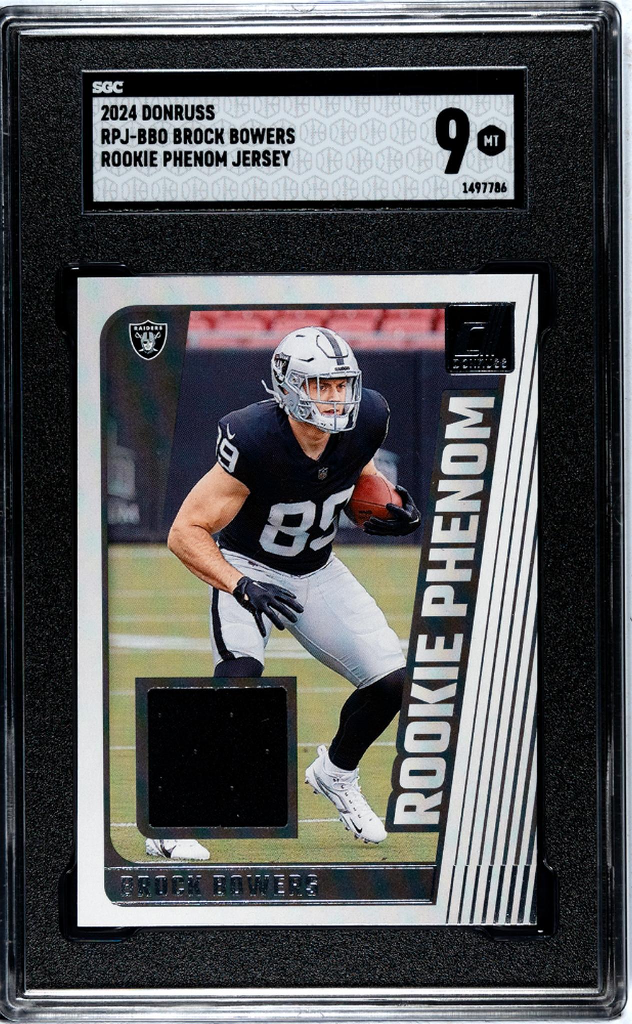 2024 Panini Donruss Rookie Phenom Jersey Brock Bowers #RPJ-BBO SGC 9