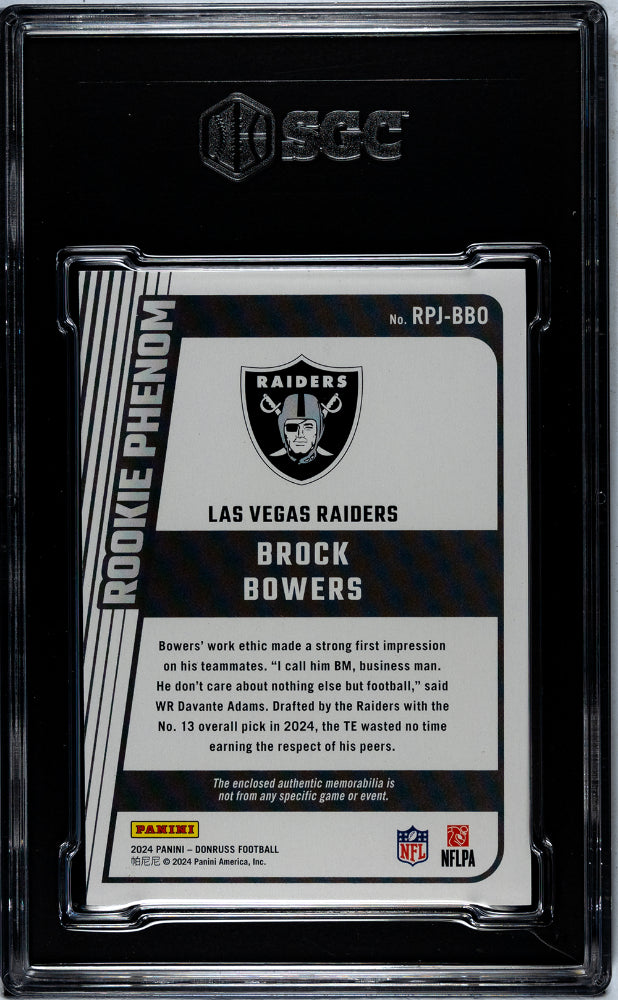 2024 Panini Donruss Rookie Phenom Jersey Brock Bowers #RPJ-BBO SGC 9